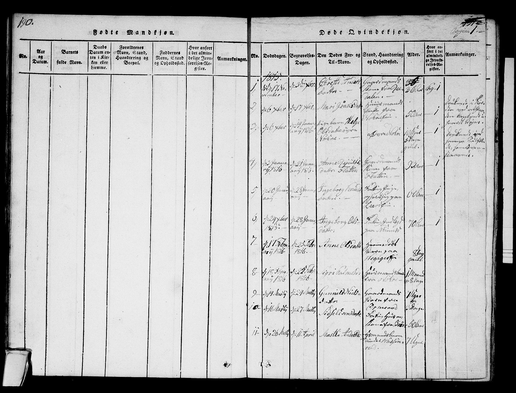 Krødsherad kirkebøker, SAKO/A-19/F/Fa/L0001: Parish register (official) no. 1, 1815-1829, p. 0-1