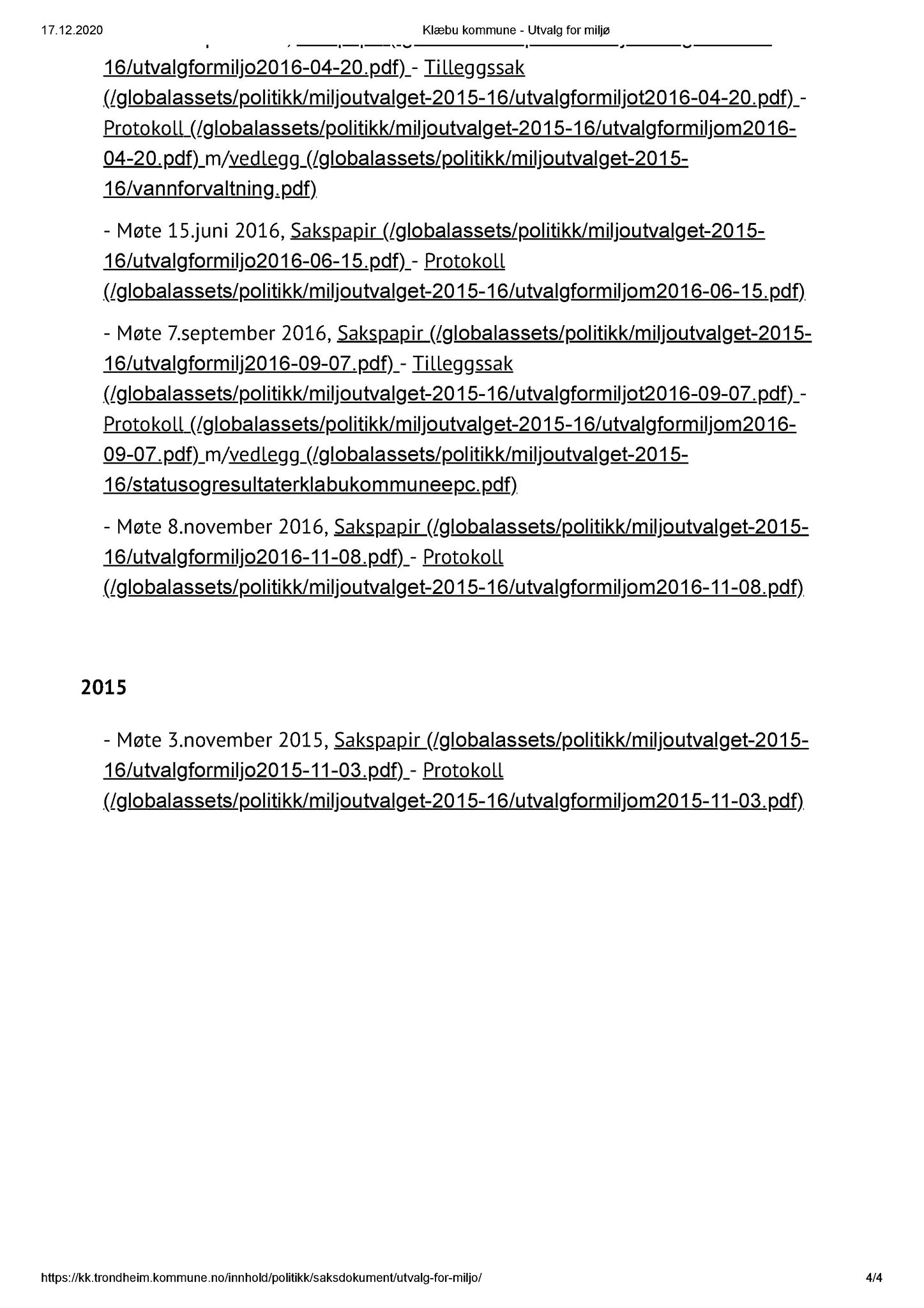 Klæbu Kommune, TRKO/KK/06-UM/L001: Utvalg for miljø - Dokumentoversikt, 2015-2019, p. 4