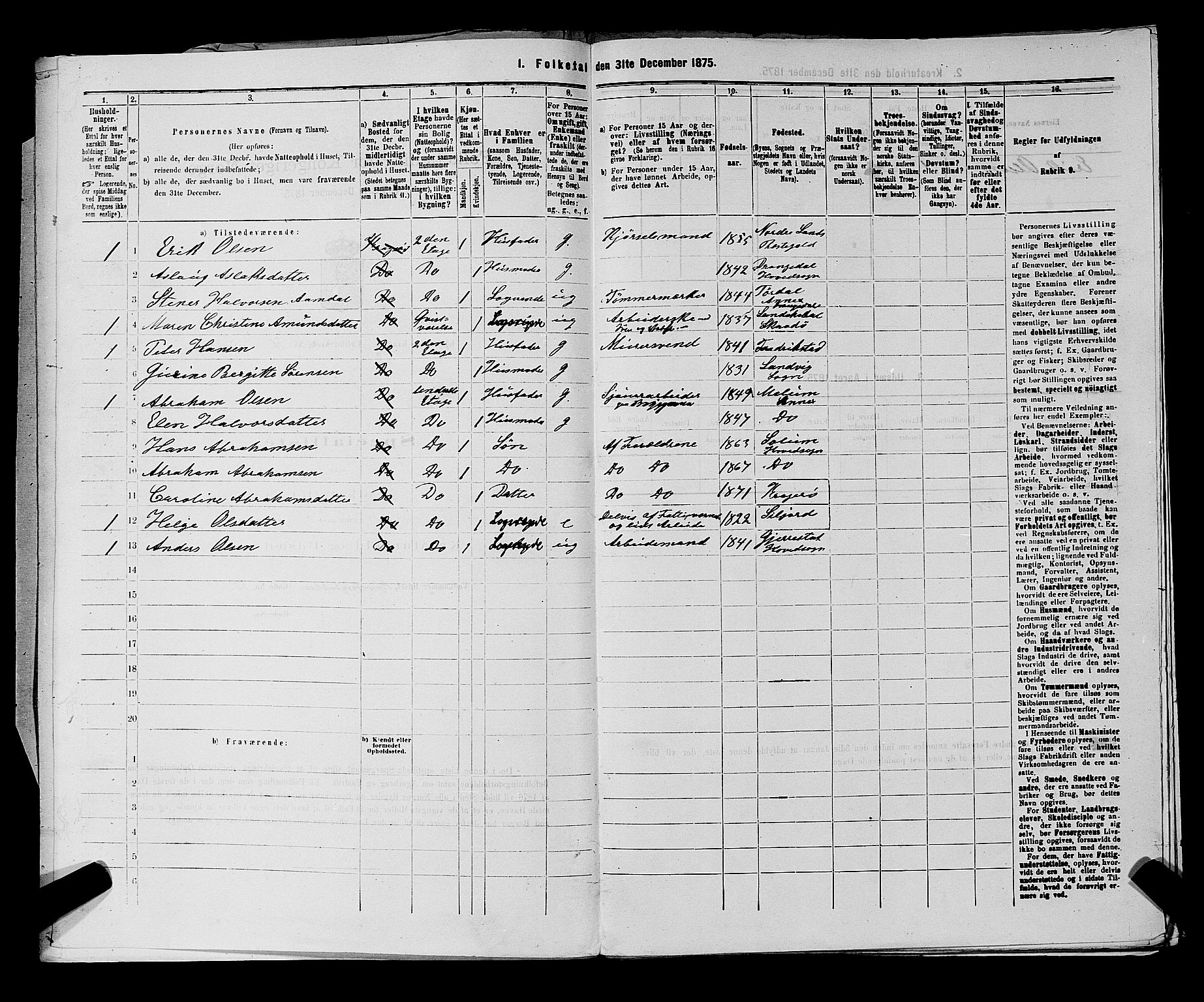 SAKO, 1875 census for 0801P Kragerø, 1875, p. 810