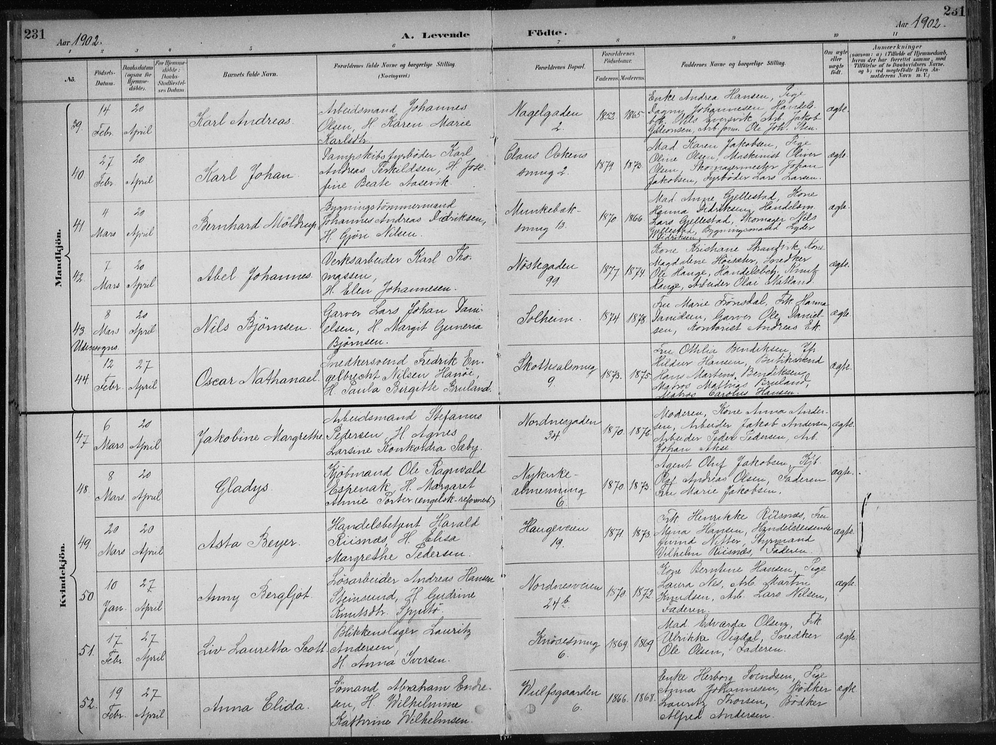 Nykirken Sokneprestembete, AV/SAB-A-77101/H/Haa/L0018: Parish register (official) no. B 6, 1895-1903, p. 231