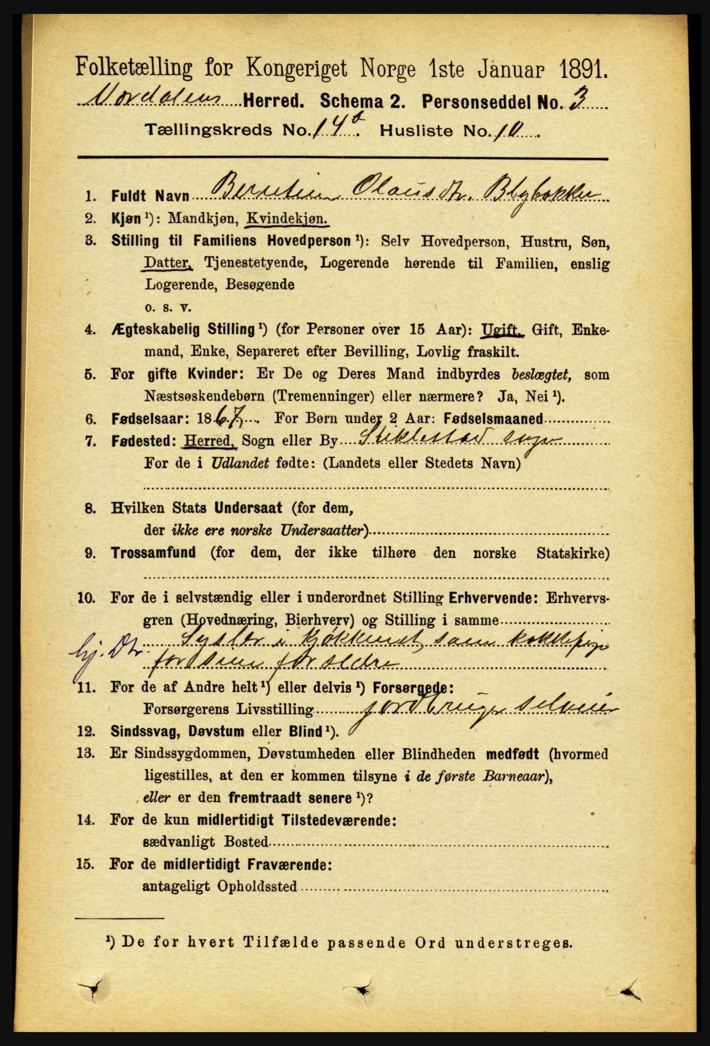 RA, 1891 census for 1721 Verdal, 1891, p. 7408