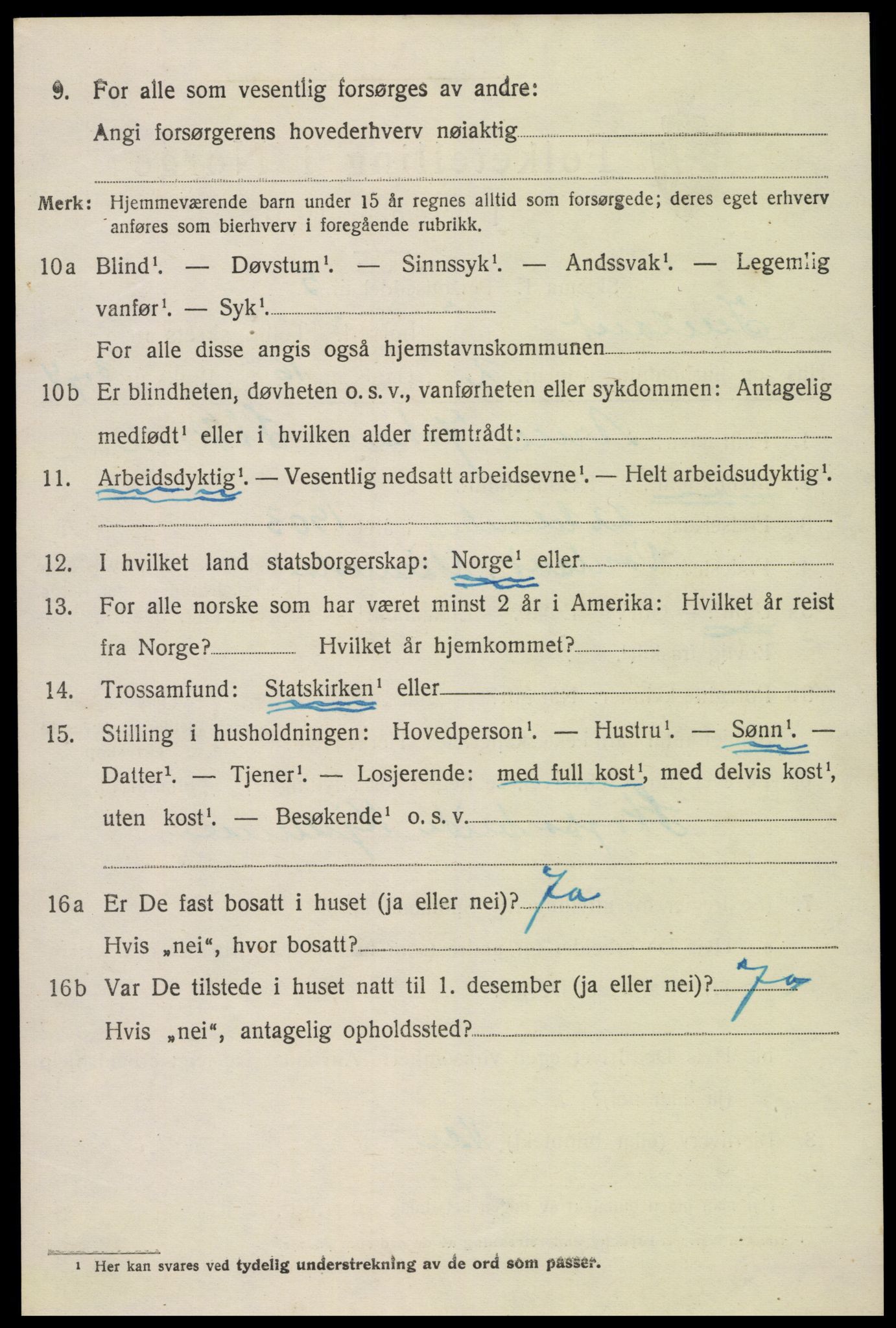 SAK, 1920 census for Iveland, 1920, p. 956