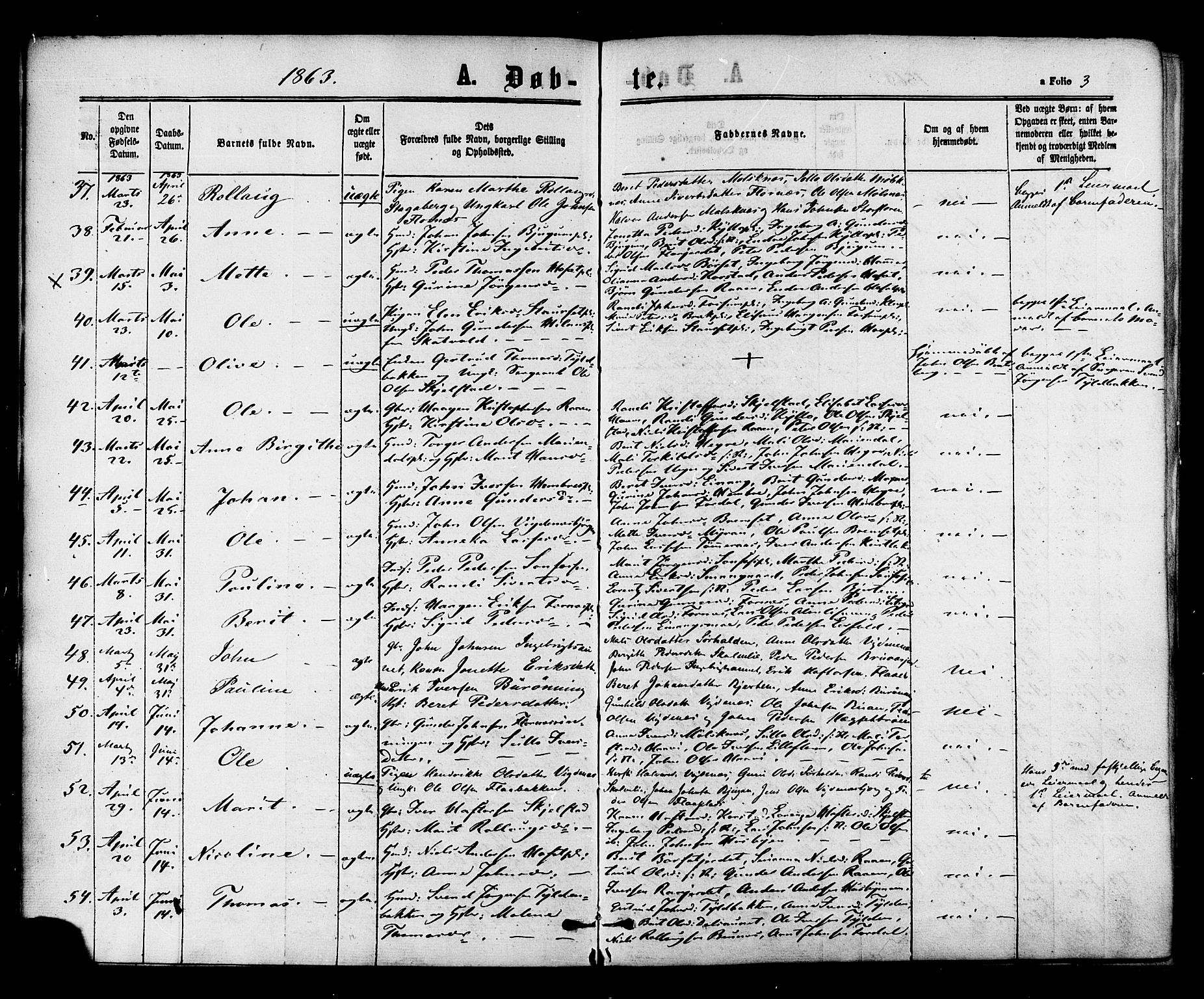 Ministerialprotokoller, klokkerbøker og fødselsregistre - Nord-Trøndelag, SAT/A-1458/703/L0029: Parish register (official) no. 703A02, 1863-1879, p. 3