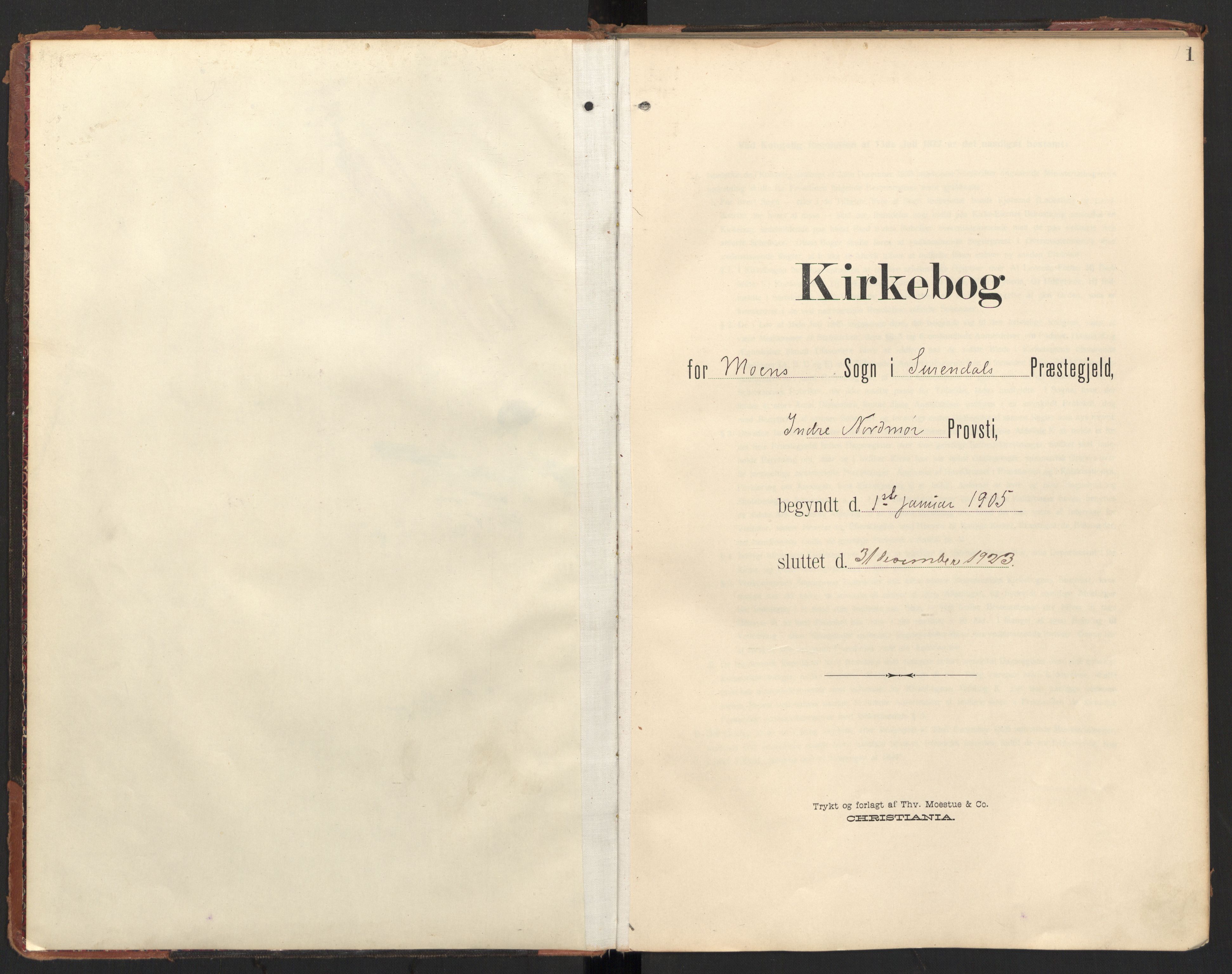 Ministerialprotokoller, klokkerbøker og fødselsregistre - Møre og Romsdal, SAT/A-1454/597/L1063: Parish register (official) no. 597A02, 1905-1923, p. 1