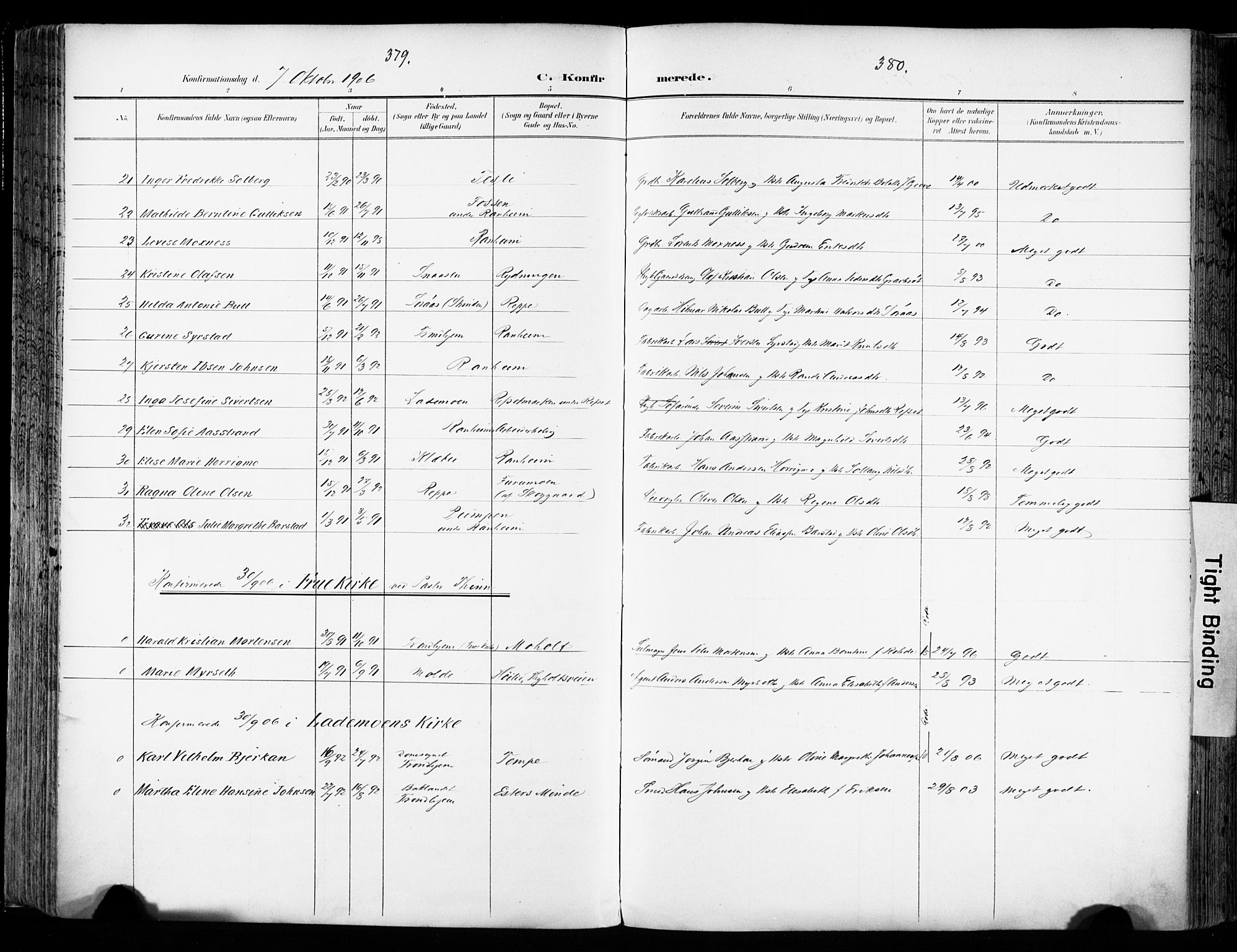 Ministerialprotokoller, klokkerbøker og fødselsregistre - Sør-Trøndelag, SAT/A-1456/606/L0301: Parish register (official) no. 606A16, 1894-1907, p. 379-380