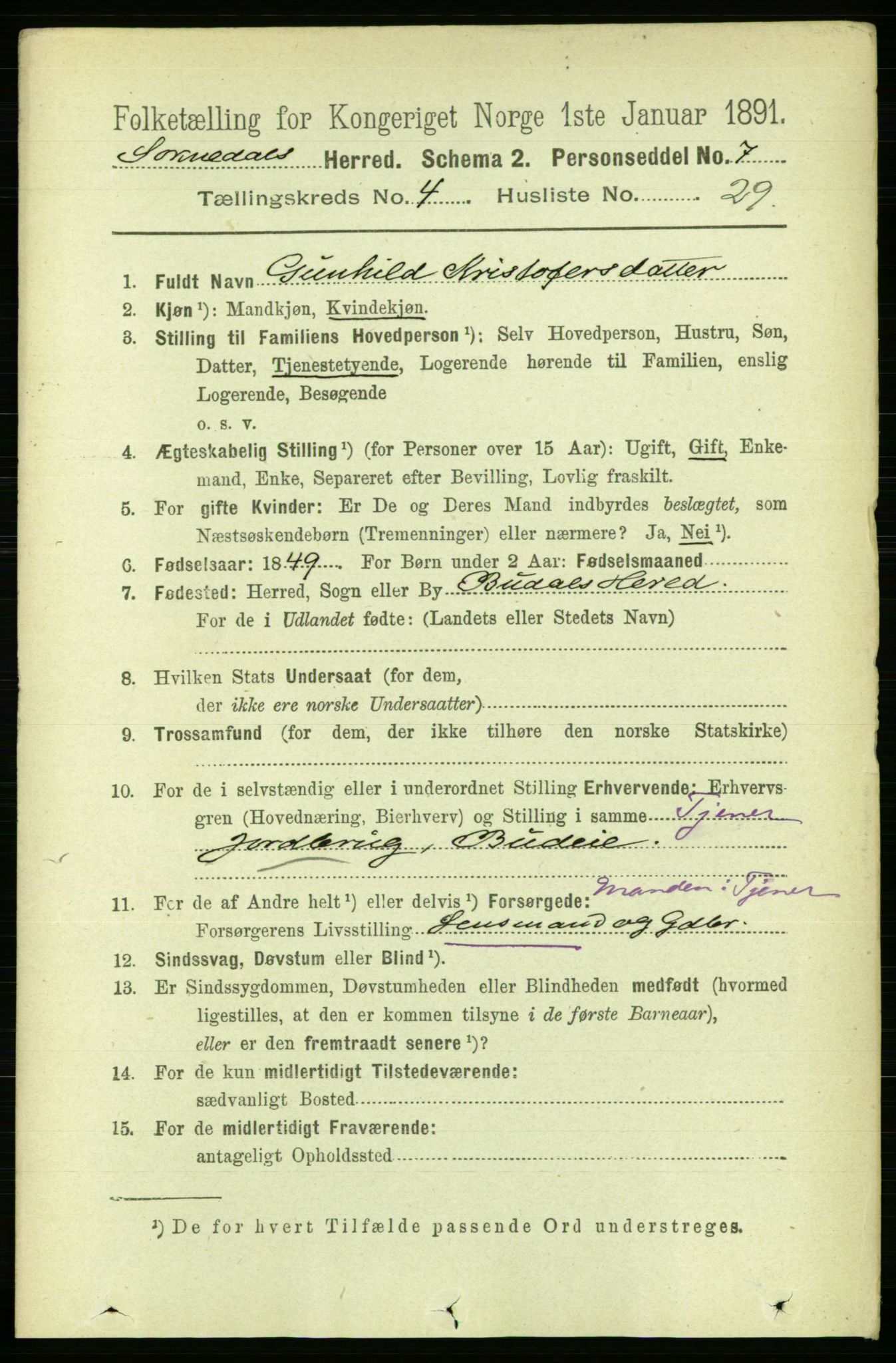 RA, 1891 census for 1649 Soknedal, 1891, p. 1783