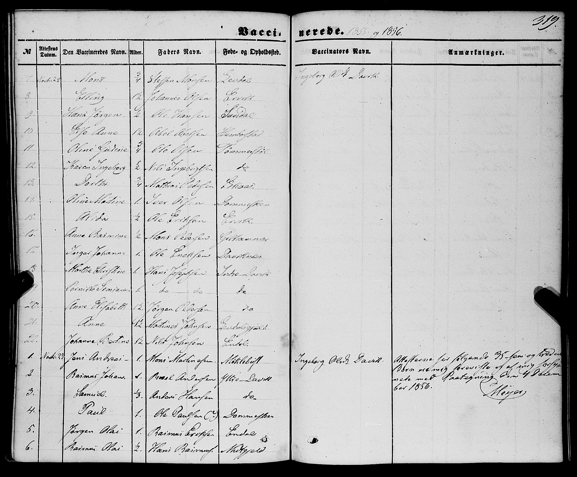 Davik sokneprestembete, AV/SAB-A-79701/H/Haa/Haaa/L0005: Parish register (official) no. A 5, 1850-1866, p. 319