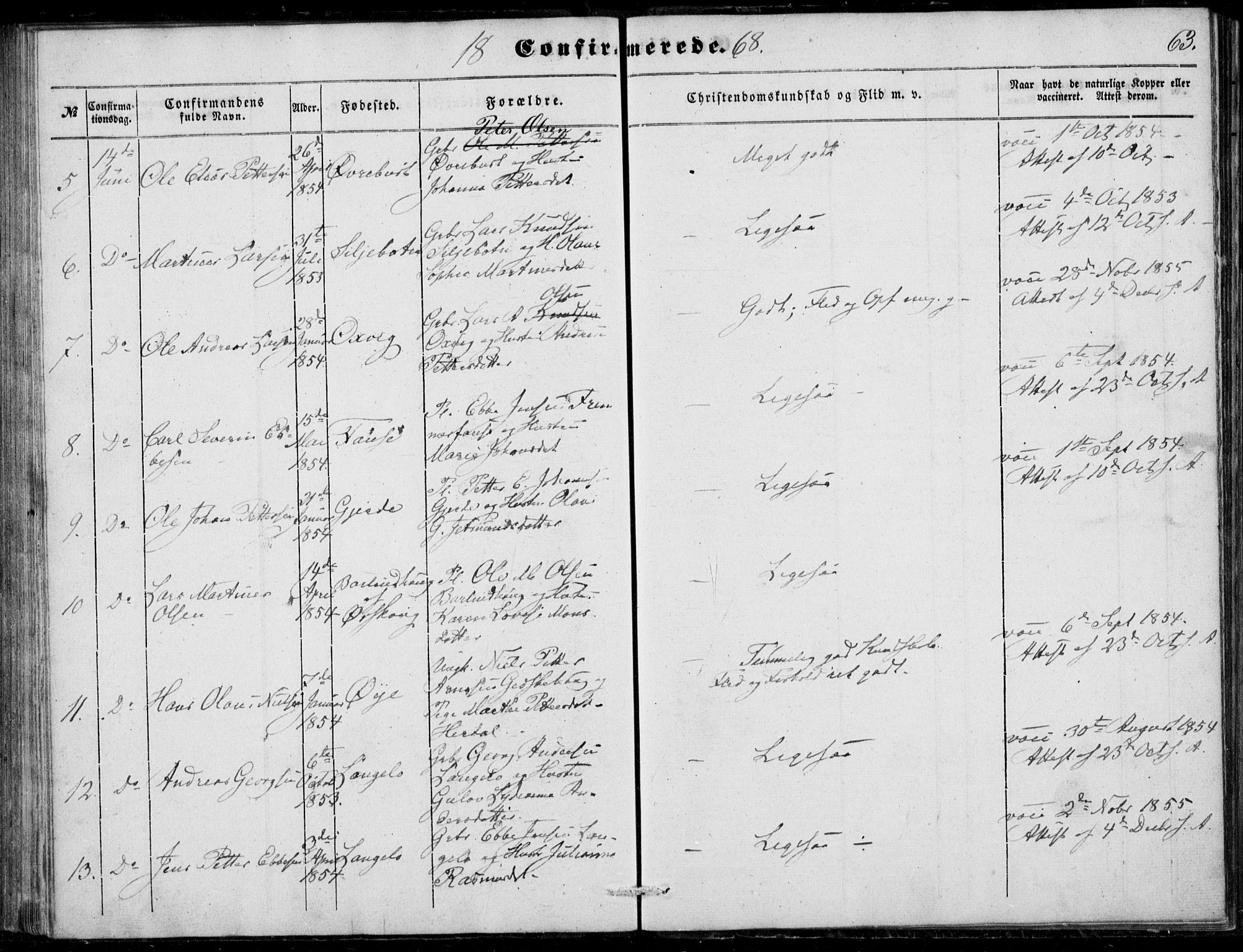 Ministerialprotokoller, klokkerbøker og fødselsregistre - Møre og Romsdal, AV/SAT-A-1454/520/L0281: Parish register (official) no. 520A10, 1851-1881, p. 63