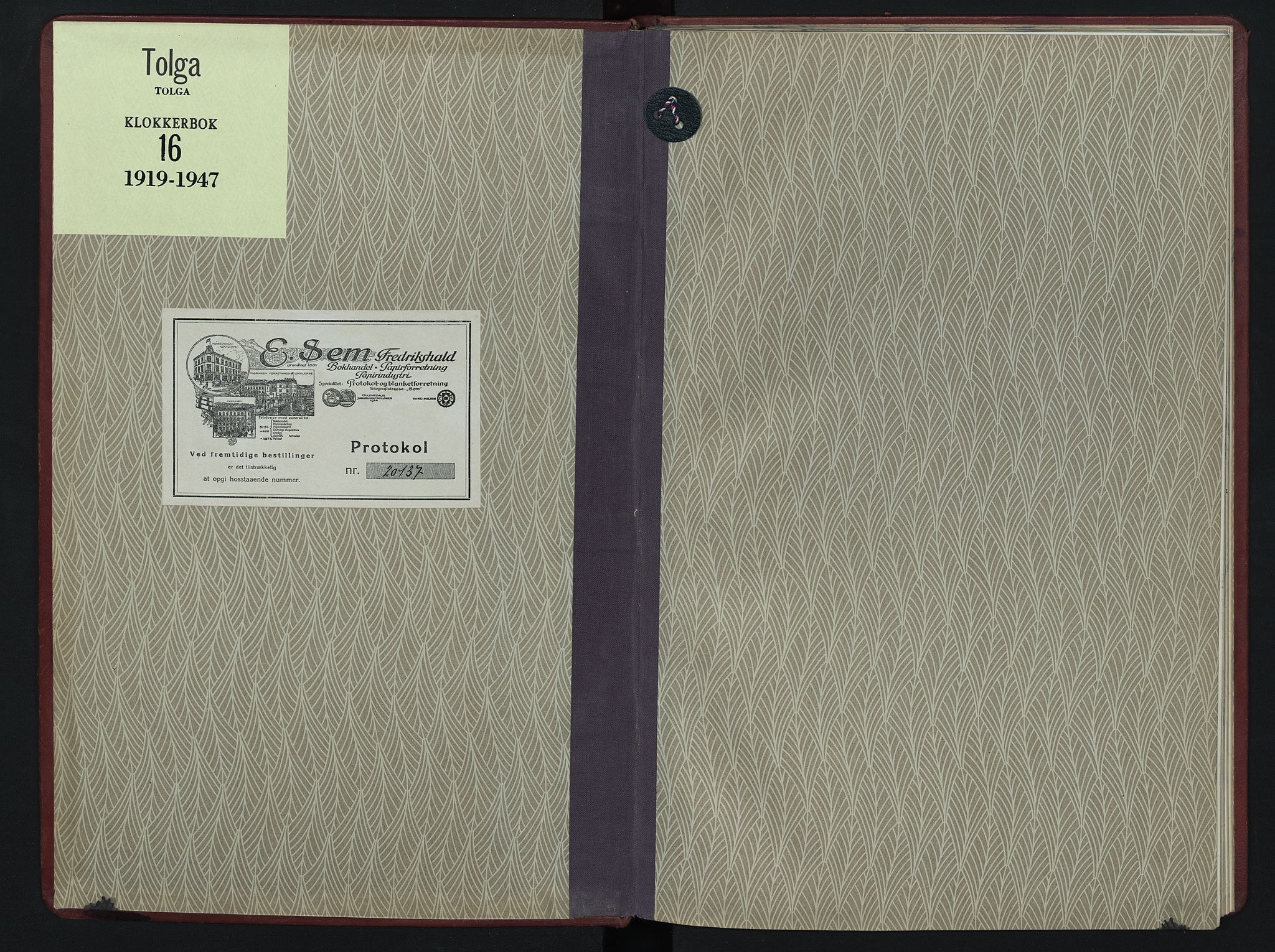 Tolga prestekontor, SAH/PREST-062/L/L0016: Parish register (copy) no. 16, 1919-1947