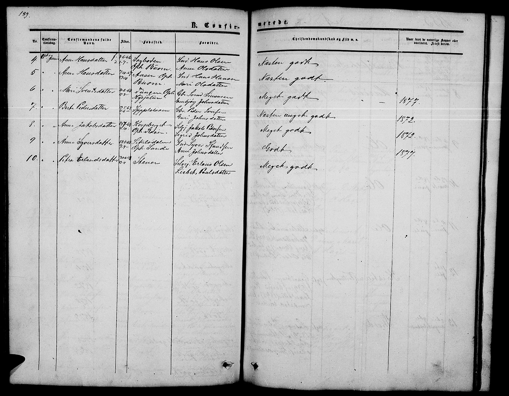 Nord-Fron prestekontor, AV/SAH-PREST-080/H/Ha/Hab/L0002: Parish register (copy) no. 2, 1851-1883, p. 189