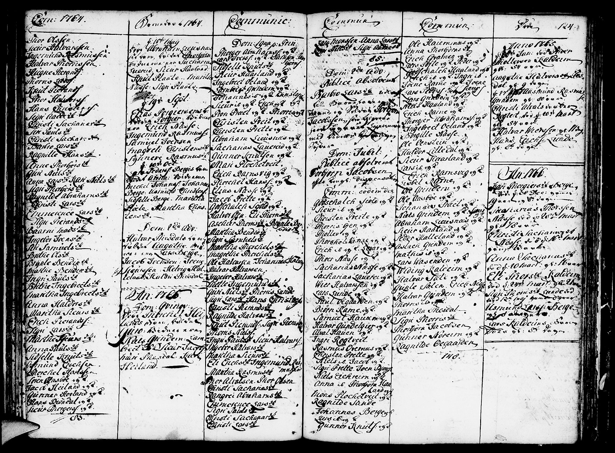 Etne sokneprestembete, SAB/A-75001/H/Haa: Parish register (official) no. A 3 /2, 1755-1782, p. 124