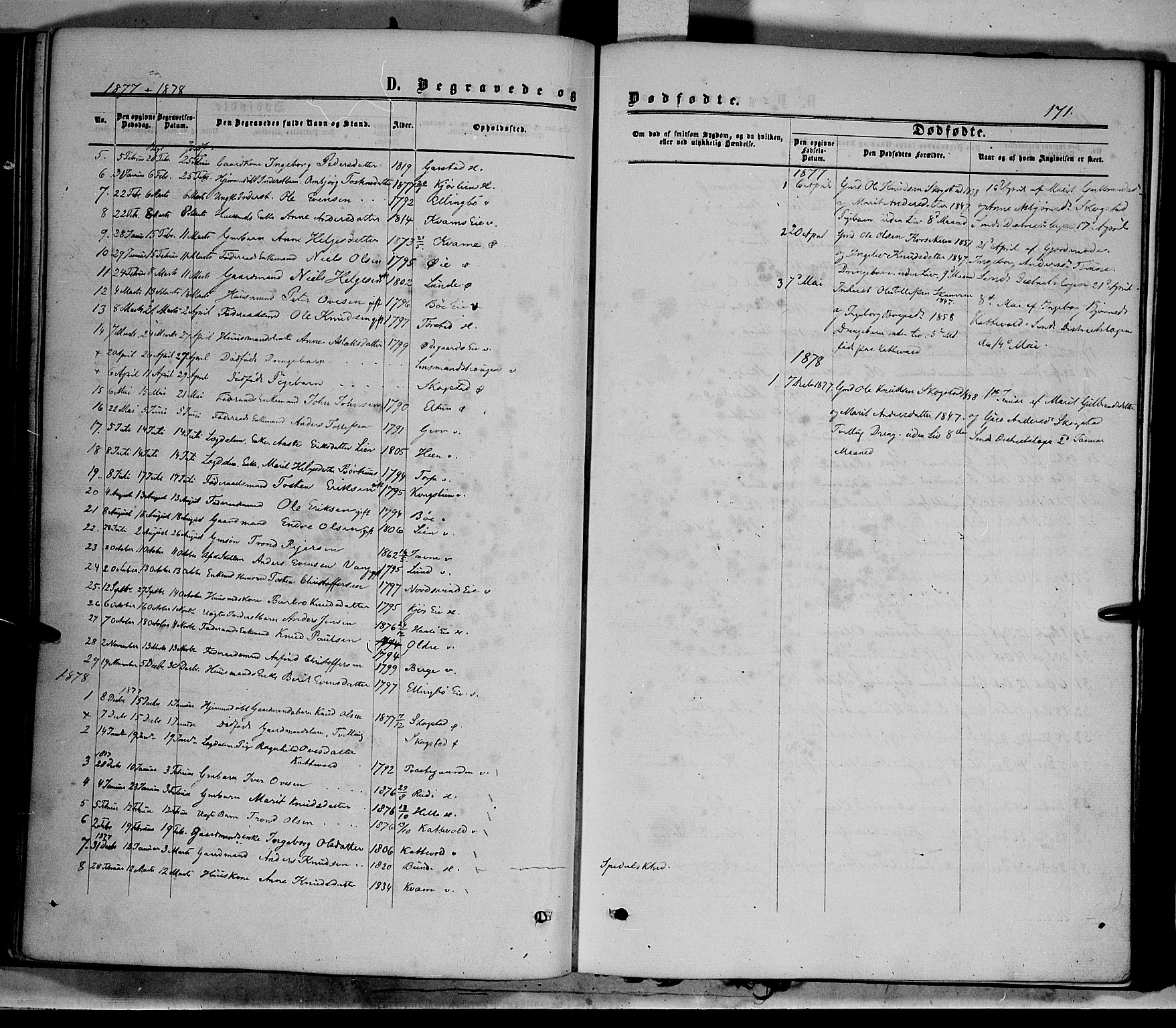 Vang prestekontor, Valdres, SAH/PREST-140/H/Ha/L0007: Parish register (official) no. 7, 1865-1881, p. 171