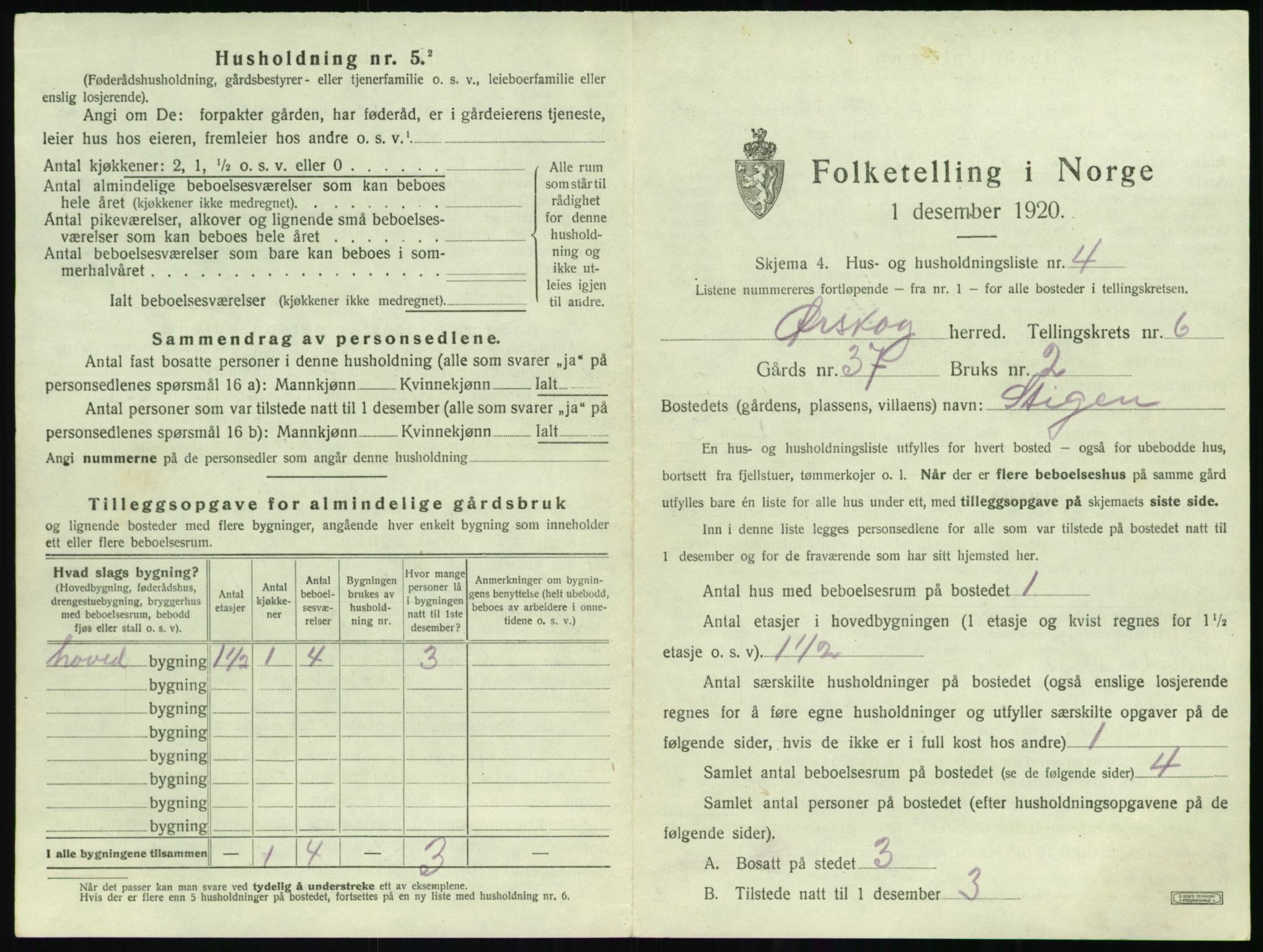 SAT, 1920 census for Ørskog, 1920, p. 486