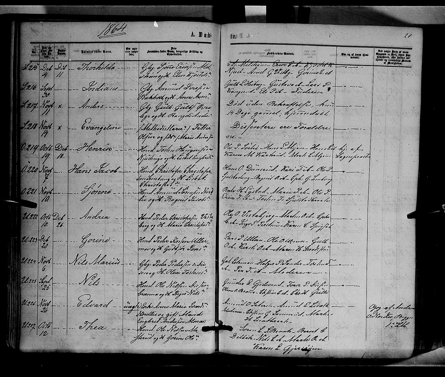 Sør-Odal prestekontor, AV/SAH-PREST-030/H/Ha/Haa/L0003: Parish register (official) no. 3, 1864-1870, p. 20