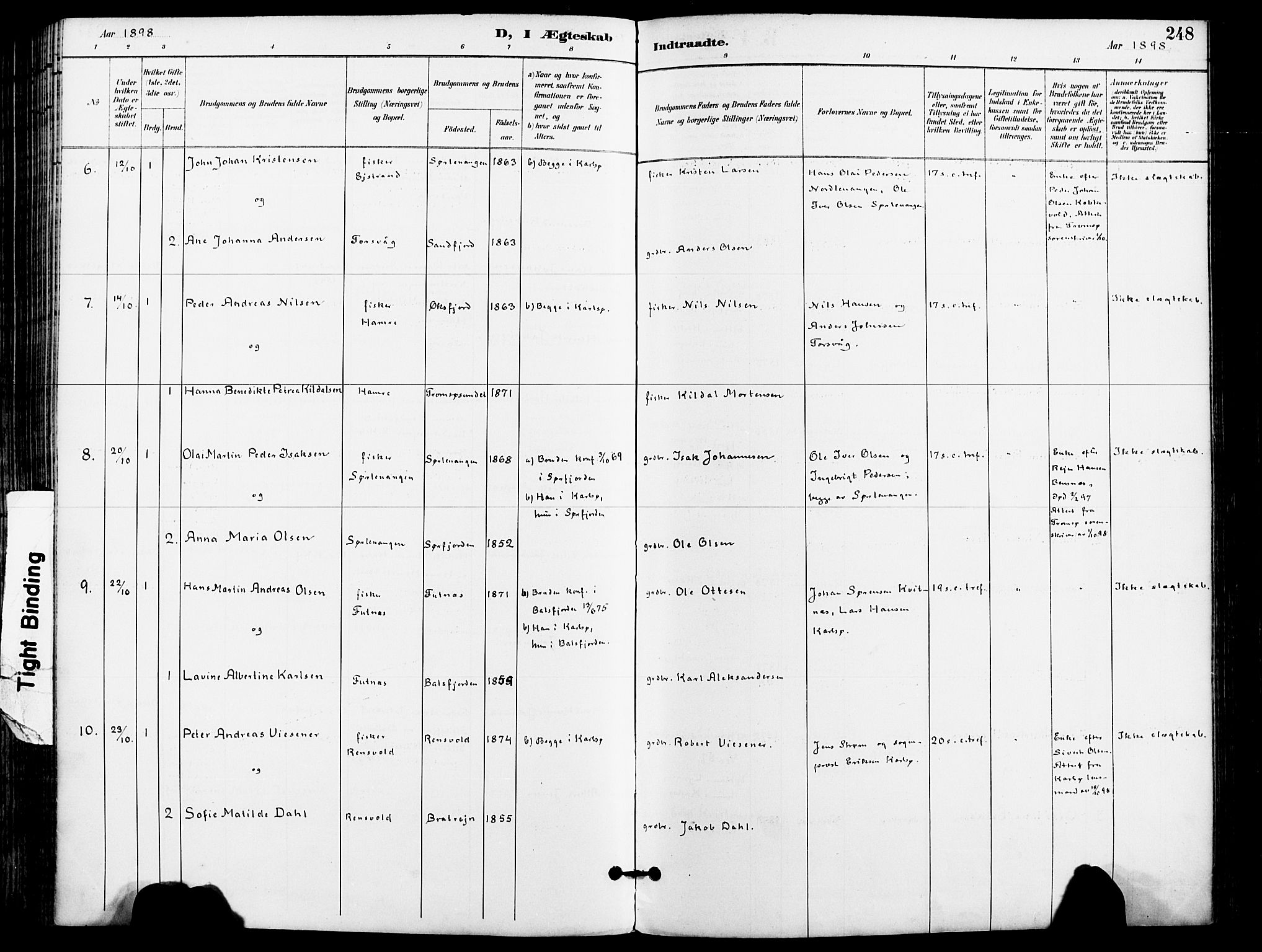 Karlsøy sokneprestembete, AV/SATØ-S-1299/H/Ha/Haa/L0007kirke: Parish register (official) no. 7, 1891-1902, p. 248