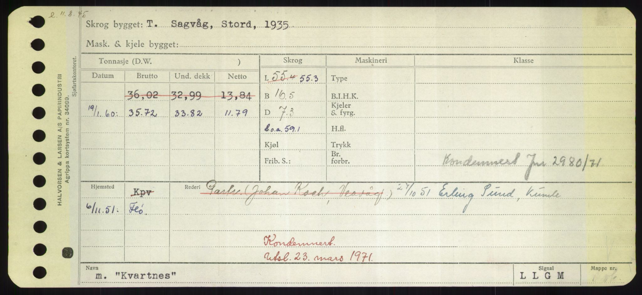 Sjøfartsdirektoratet med forløpere, Skipsmålingen, AV/RA-S-1627/H/Hd/L0021: Fartøy, Kor-Kår, p. 295