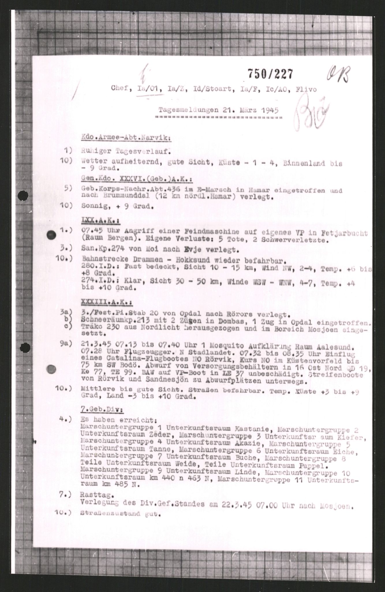 Forsvarets Overkommando. 2 kontor. Arkiv 11.4. Spredte tyske arkivsaker, AV/RA-RAFA-7031/D/Dar/Dara/L0008: Krigsdagbøker for 20. Gebirgs-Armee-Oberkommando (AOK 20), 1945, p. 585