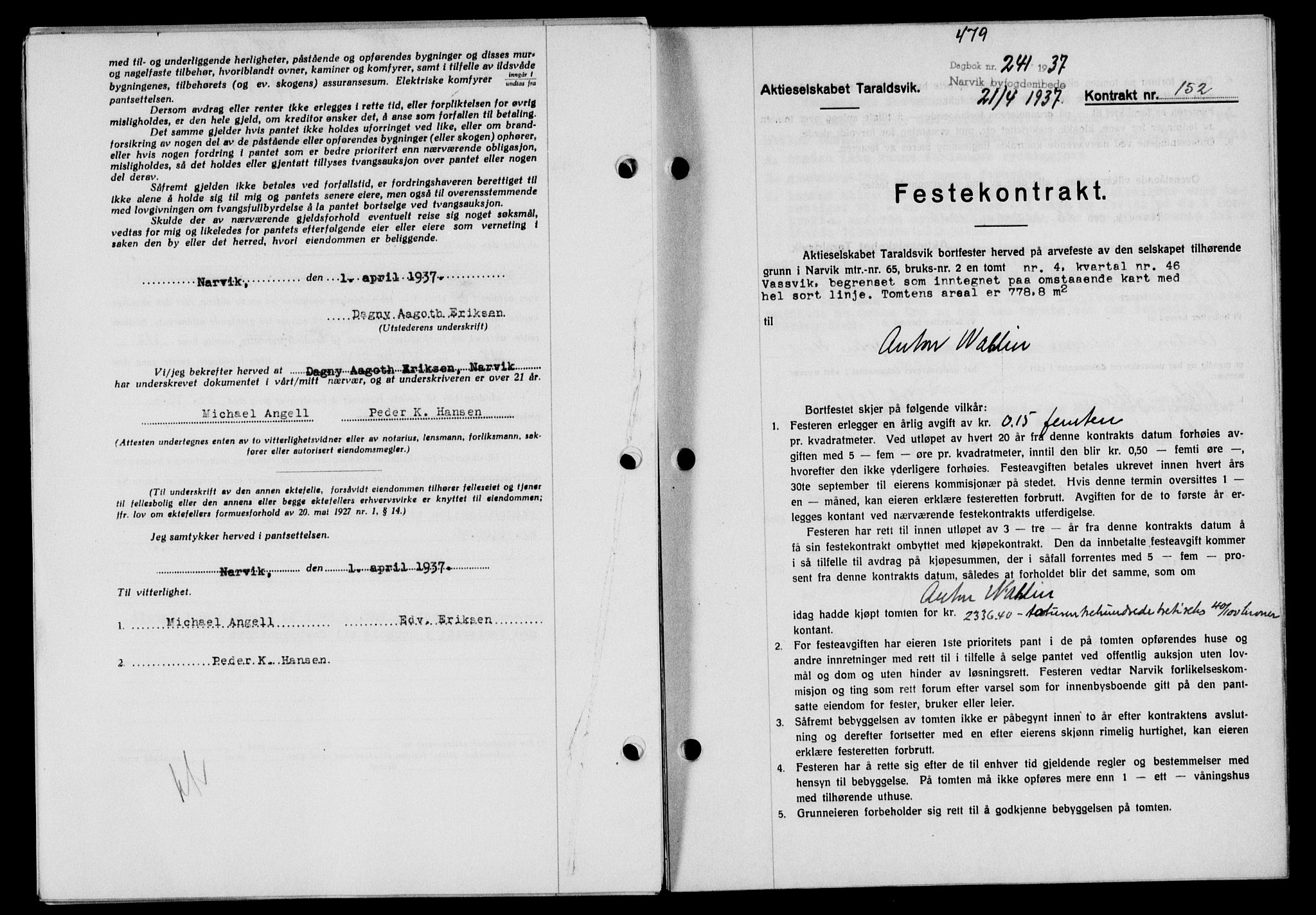 Narvik sorenskriveri, SAT/A-0002/1/2/2C/2Ca/L0011: Mortgage book no. 14, 1935-1937, Deed date: 21.04.1937
