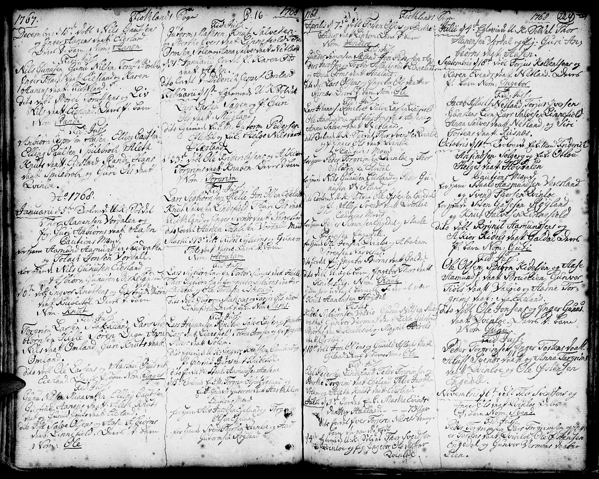 Hægebostad sokneprestkontor, SAK/1111-0024/F/Fa/Faa/L0001: Parish register (official) no. A 1 /3, 1760-1826, p. 224