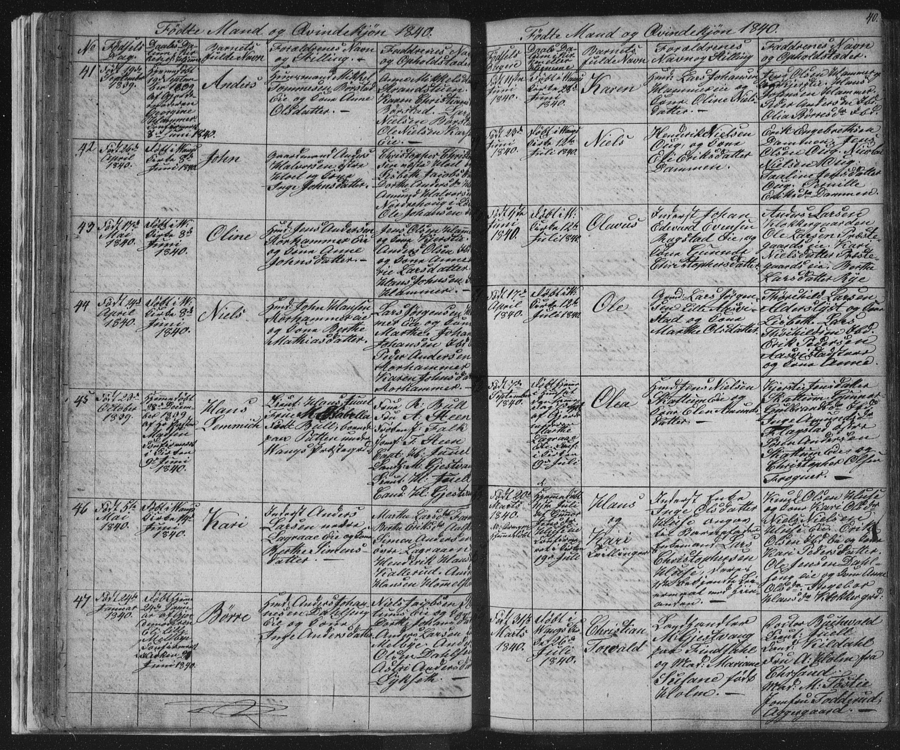 Vang prestekontor, Hedmark, AV/SAH-PREST-008/H/Ha/Hab/L0008: Parish register (copy) no. 8, 1832-1854, p. 40