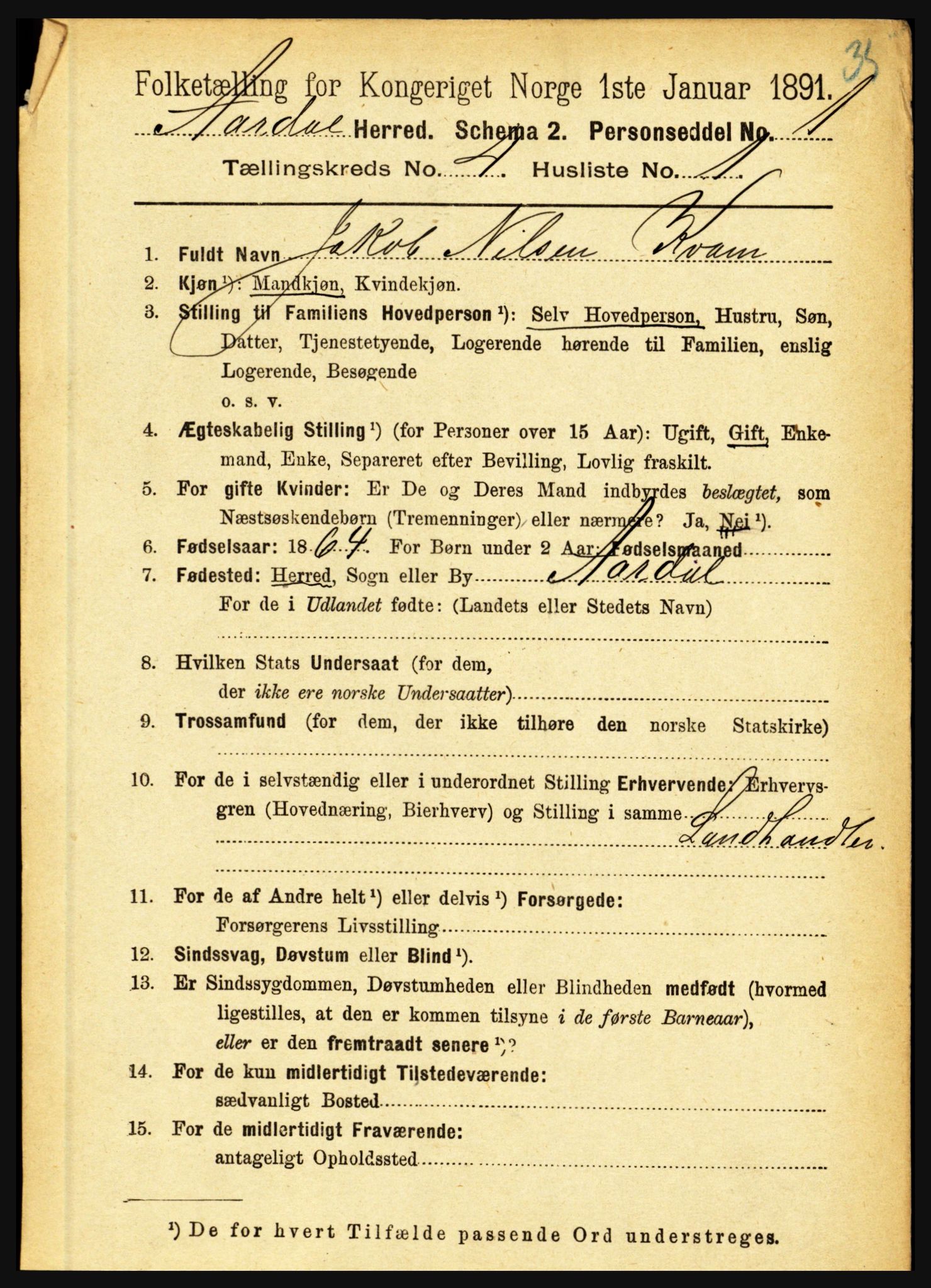 RA, 1891 census for 1424 Årdal, 1891, p. 640