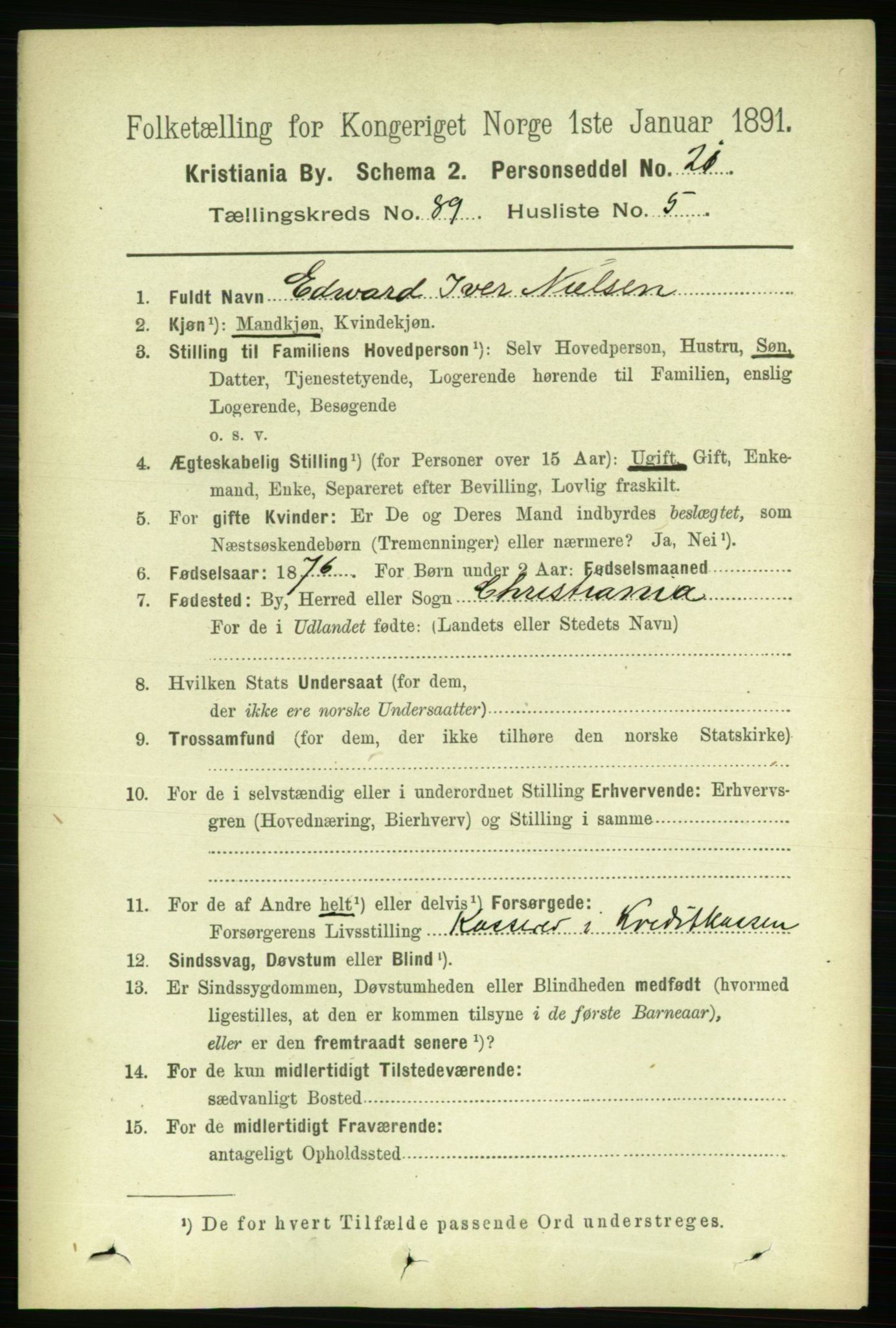 RA, 1891 census for 0301 Kristiania, 1891, p. 44121