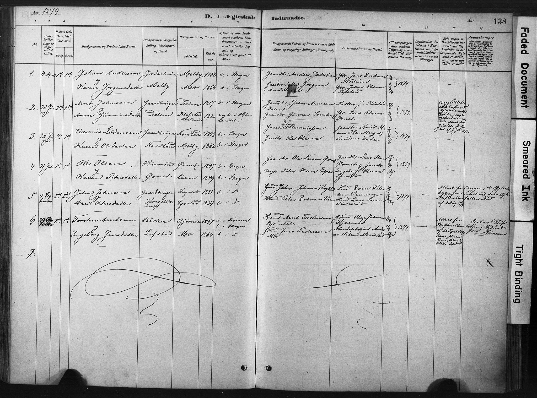 Ministerialprotokoller, klokkerbøker og fødselsregistre - Sør-Trøndelag, AV/SAT-A-1456/667/L0795: Parish register (official) no. 667A03, 1879-1907, p. 138