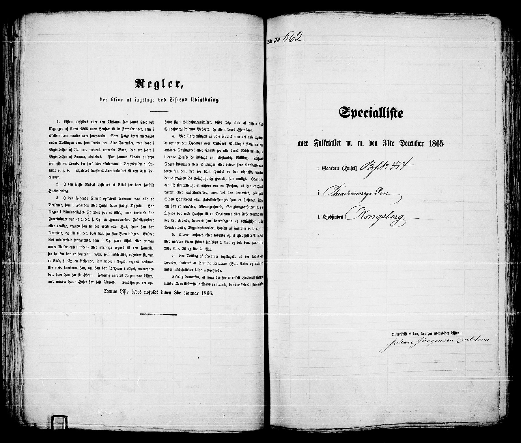 RA, 1865 census for Kongsberg/Kongsberg, 1865, p. 1136