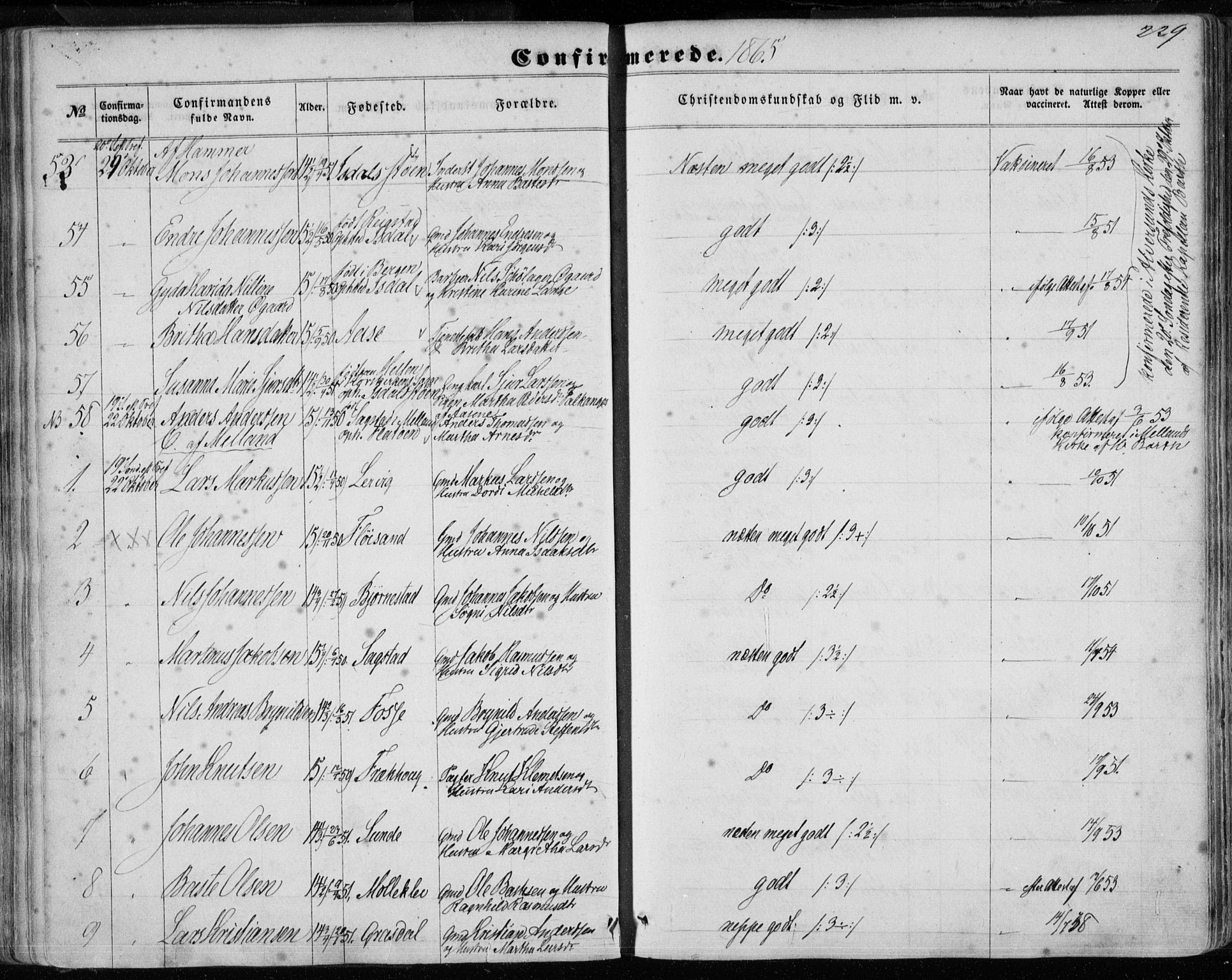 Hamre sokneprestembete, AV/SAB-A-75501/H/Ha/Haa/Haaa/L0014: Parish register (official) no. A 14, 1858-1872, p. 229