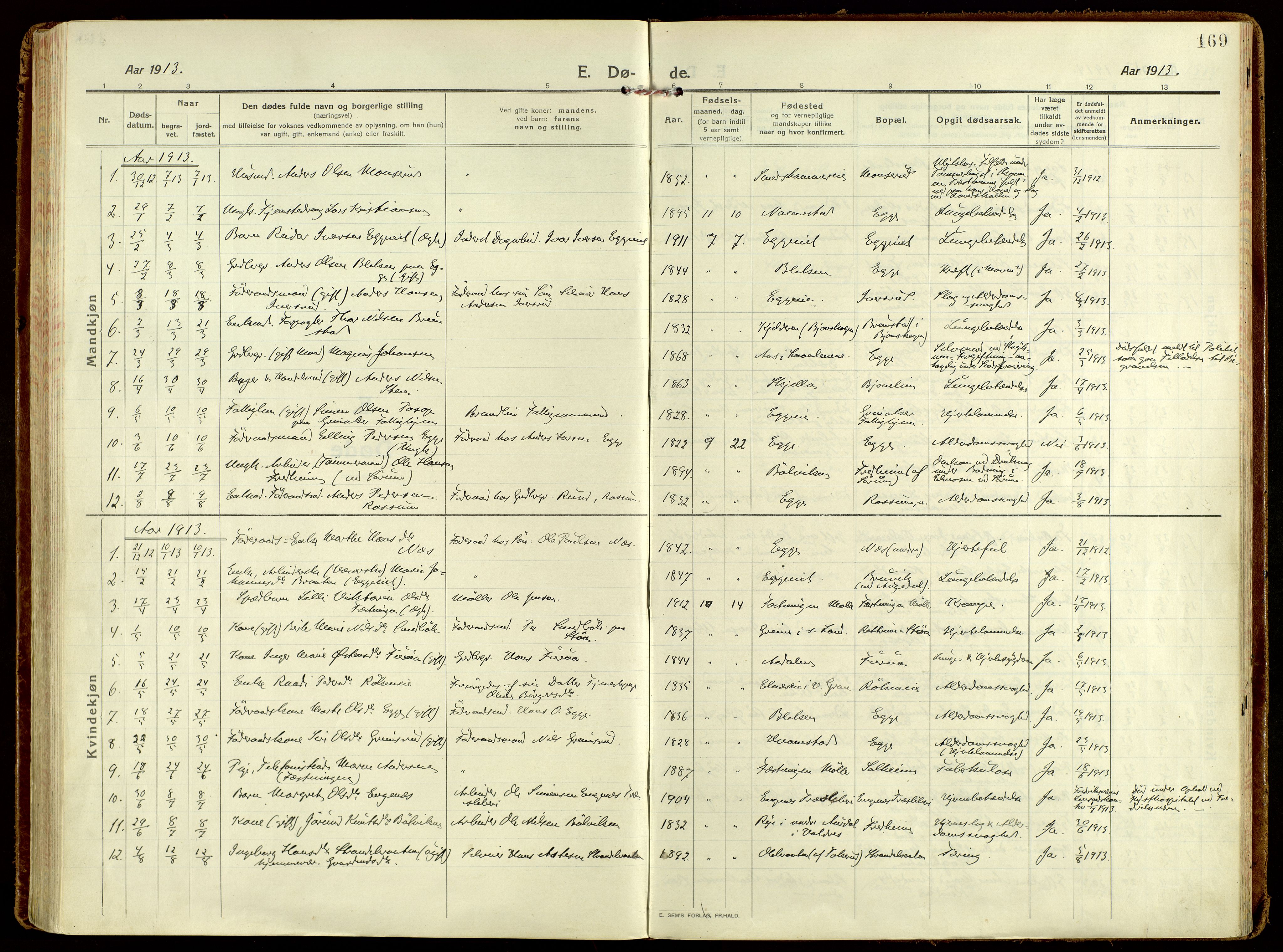 Brandbu prestekontor, SAH/PREST-114/H/Ha/Haa/L0004: Parish register (official) no. 4, 1913-1923, p. 169