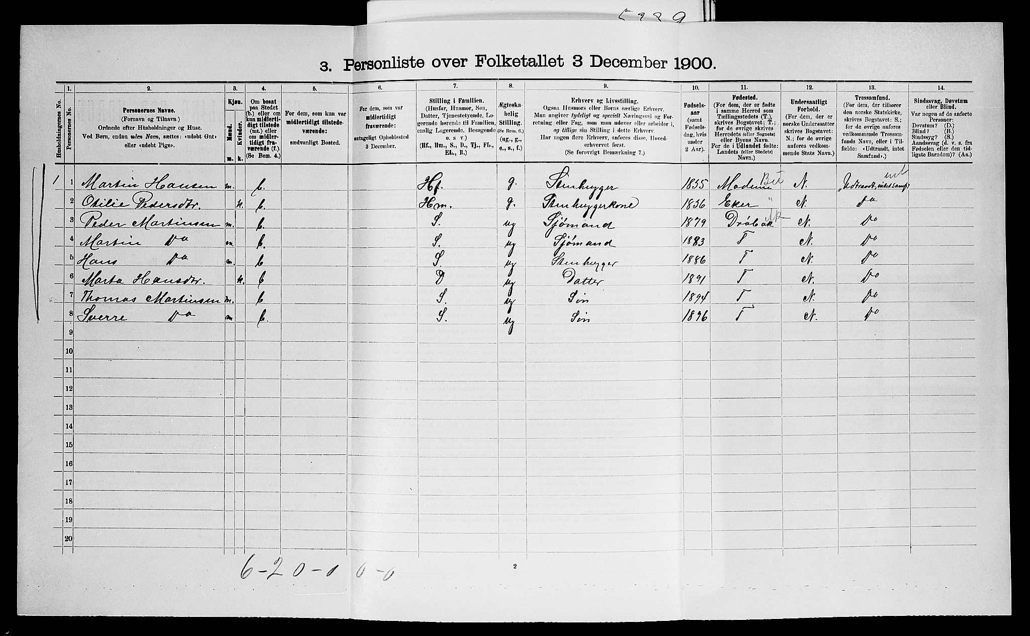 SAO, 1900 census for Onsøy, 1900, p. 1200