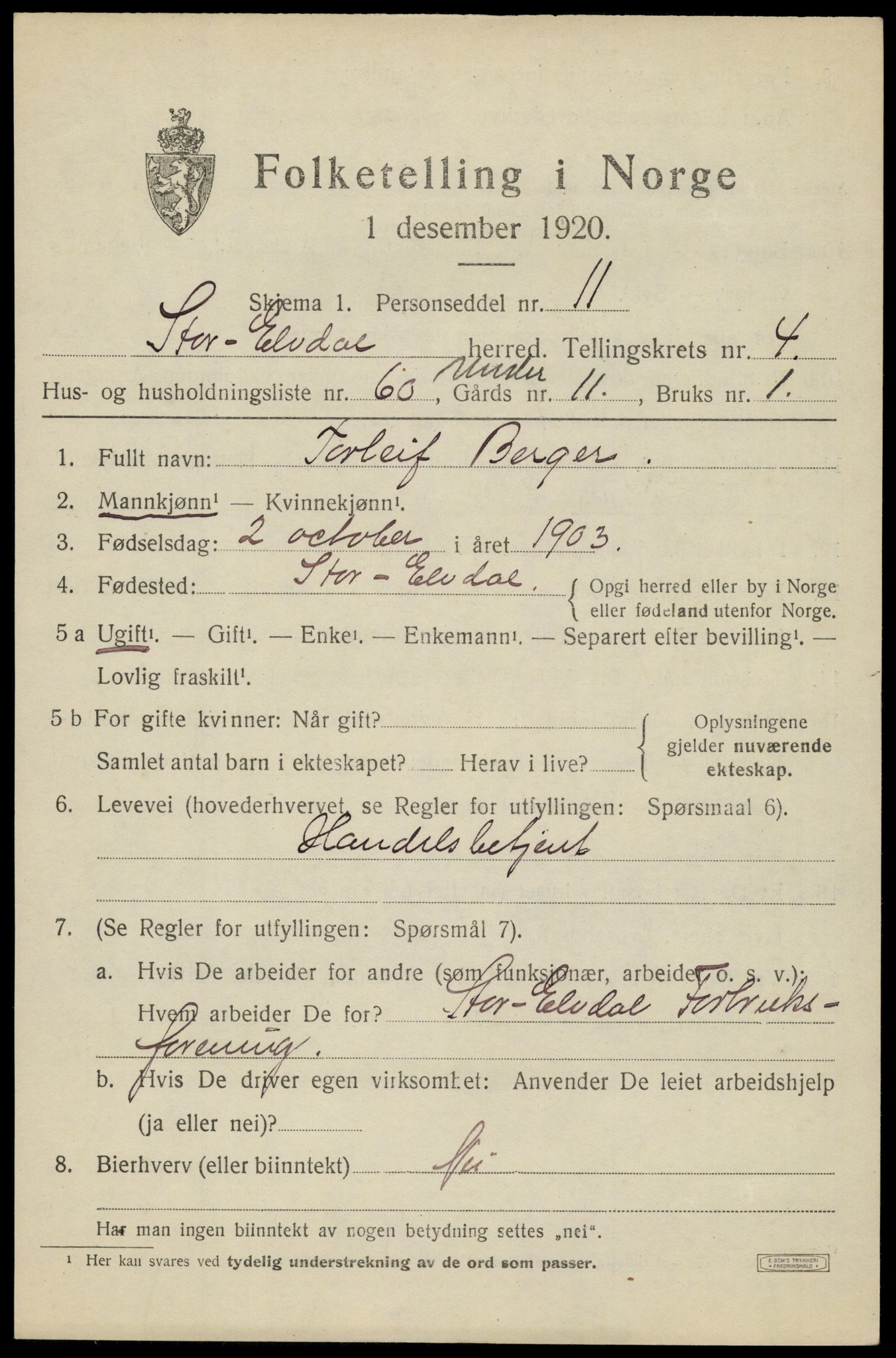 SAH, 1920 census for Stor-Elvdal, 1920, p. 4090