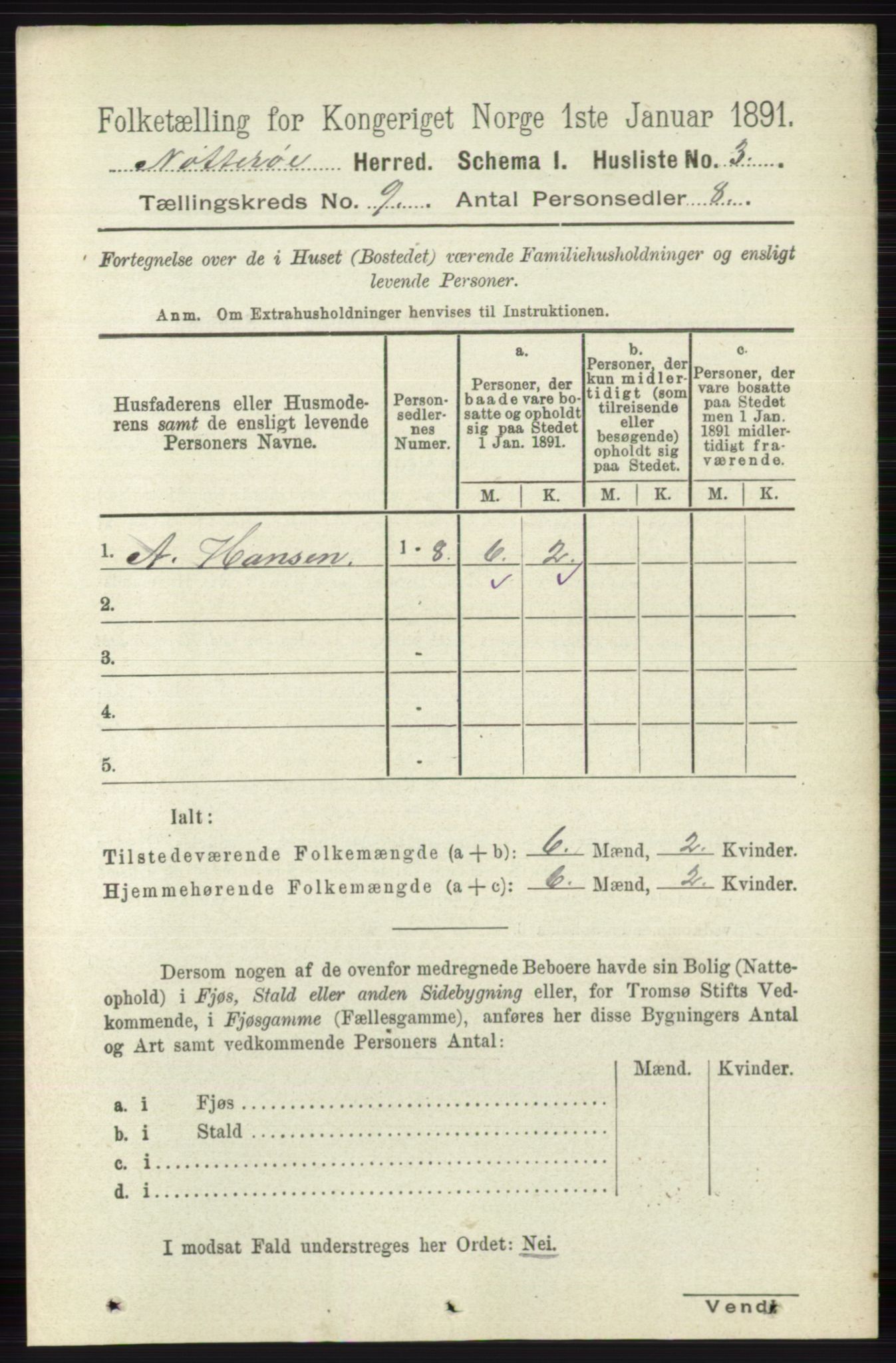 RA, 1891 census for 0722 Nøtterøy, 1891, p. 4457