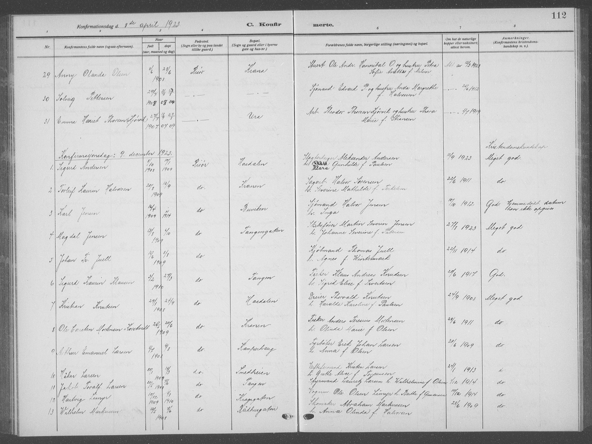 Risør sokneprestkontor, AV/SAK-1111-0035/F/Fb/L0009: Parish register (copy) no. B 9, 1922-1939, p. 112