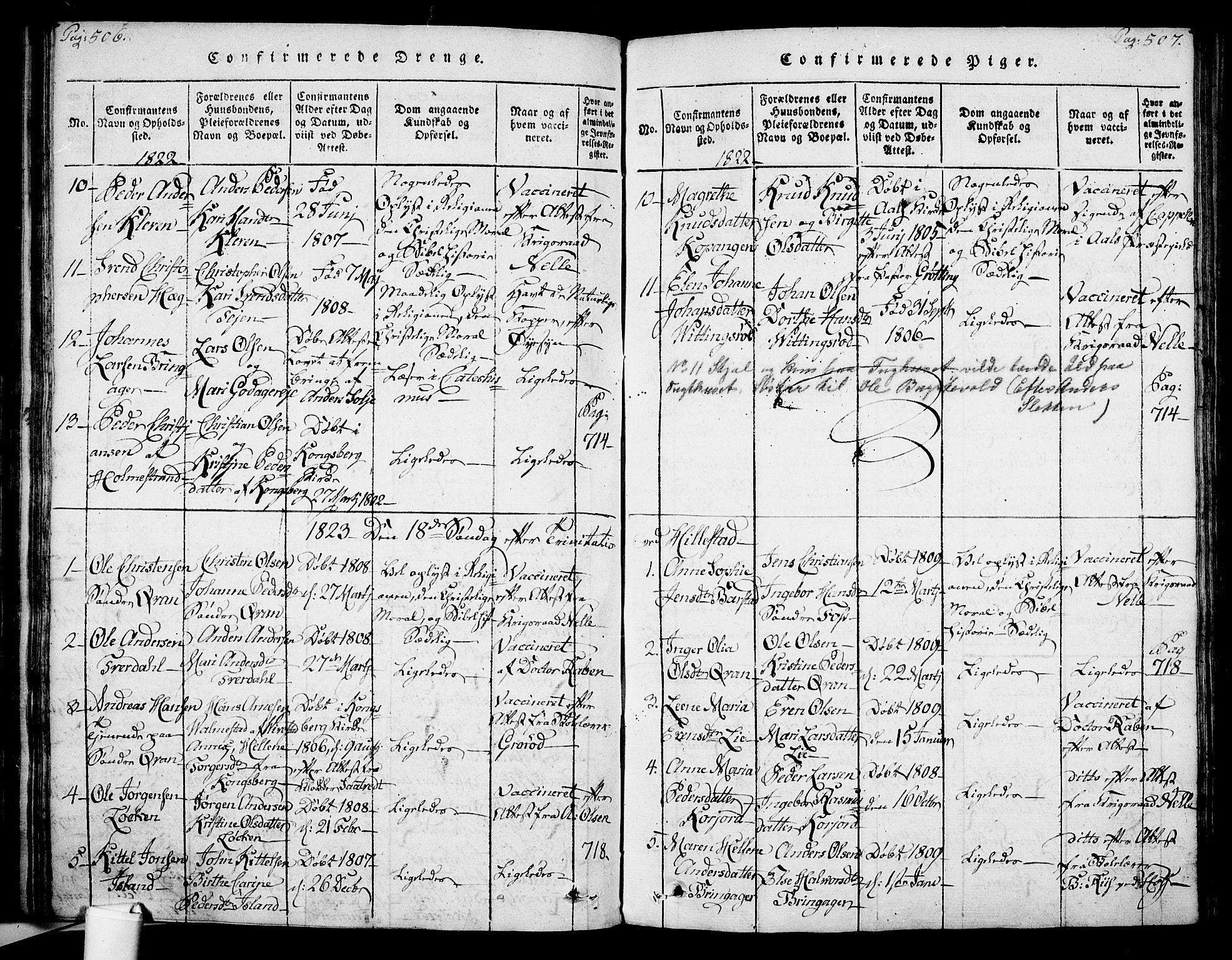Botne kirkebøker, SAKO/A-340/F/Fa/L0005: Parish register (official) no. I 5, 1814-1836, p. 506-507