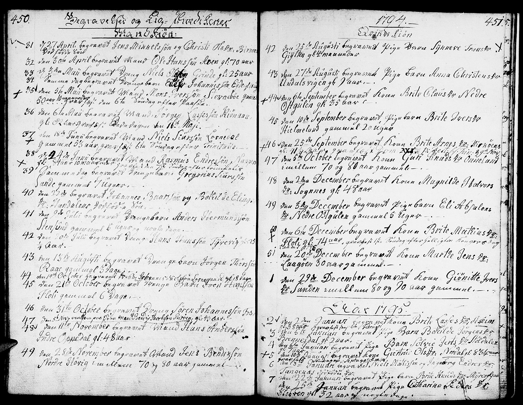 Gulen sokneprestembete, SAB/A-80201/H/Haa/Haaa/L0015: Parish register (official) no. A 15, 1788-1798, p. 450-451