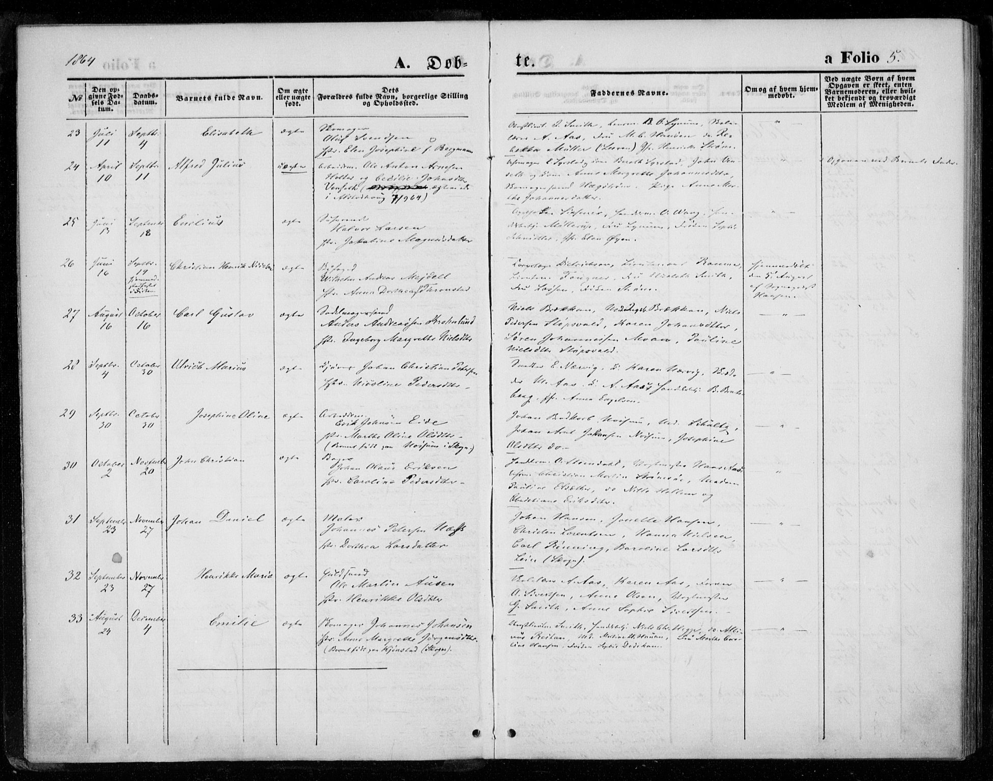 Ministerialprotokoller, klokkerbøker og fødselsregistre - Nord-Trøndelag, SAT/A-1458/720/L0186: Parish register (official) no. 720A03, 1864-1874, p. 5