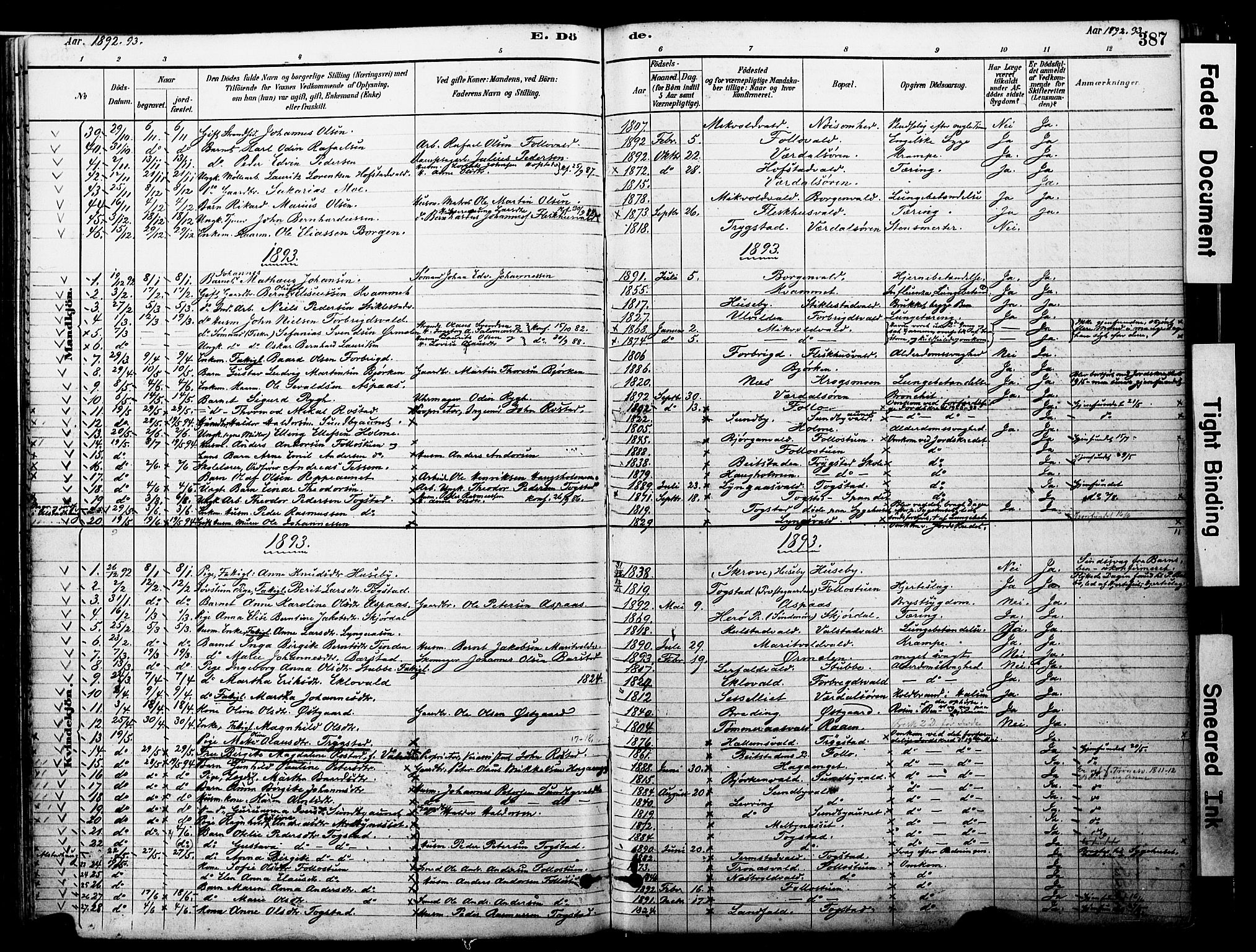 Ministerialprotokoller, klokkerbøker og fødselsregistre - Nord-Trøndelag, SAT/A-1458/723/L0244: Parish register (official) no. 723A13, 1881-1899, p. 387