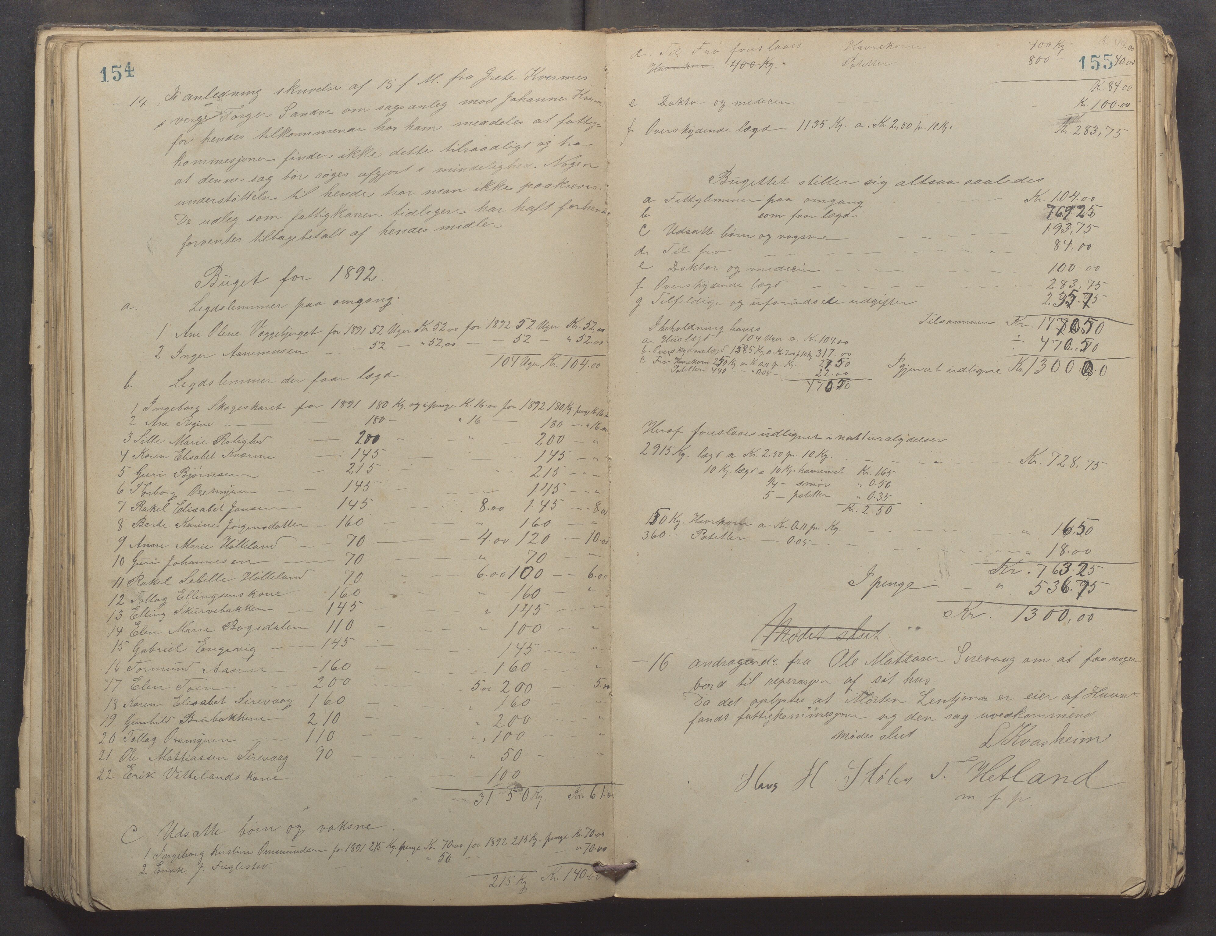 Ogna kommune - Fattigkommisjon/Fattigstyret/Forsorgstyret, IKAR/K-100926/A/L0003: Møtebok, 1878-1903, p. 154-155