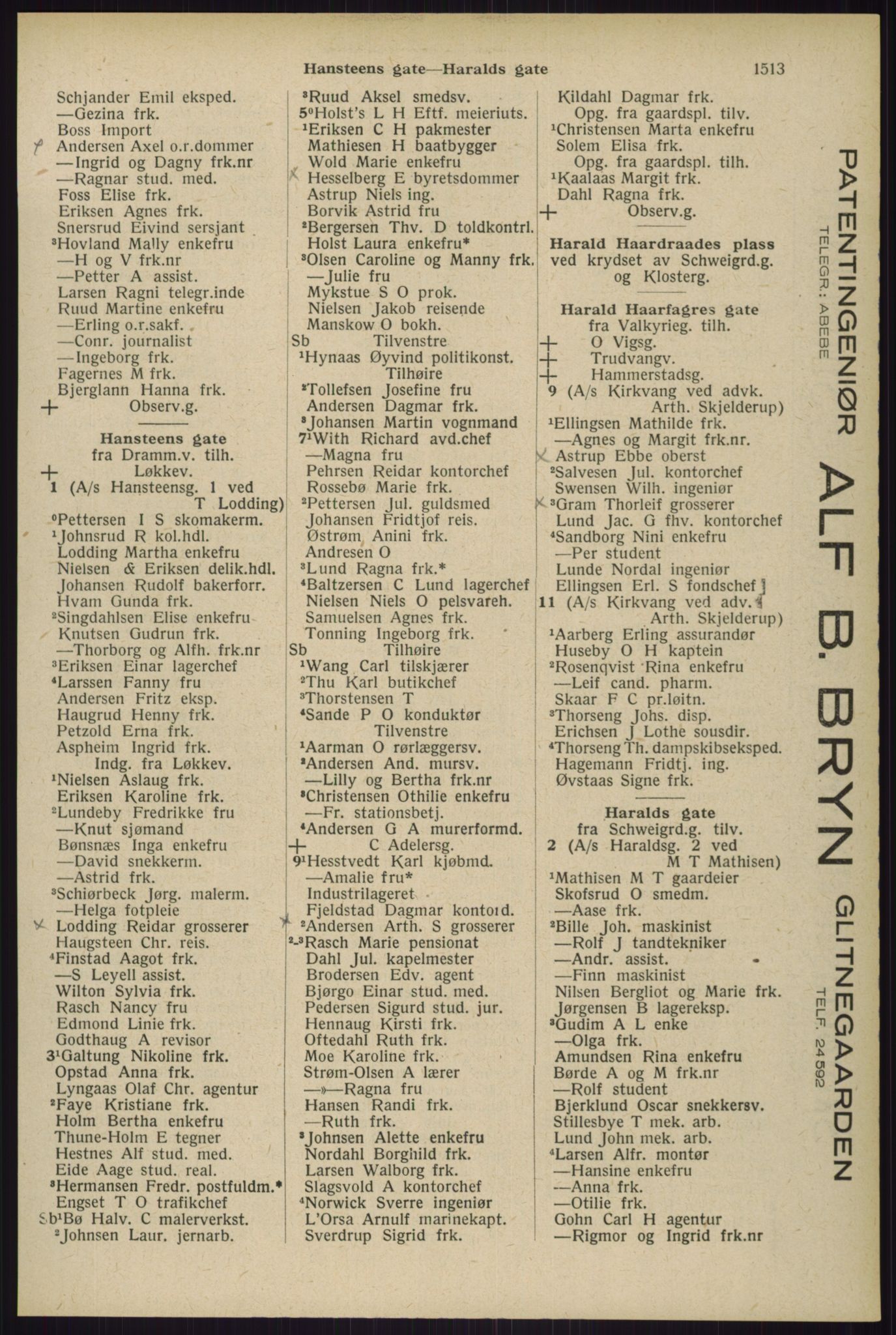 Kristiania/Oslo adressebok, PUBL/-, 1929, p. 1513