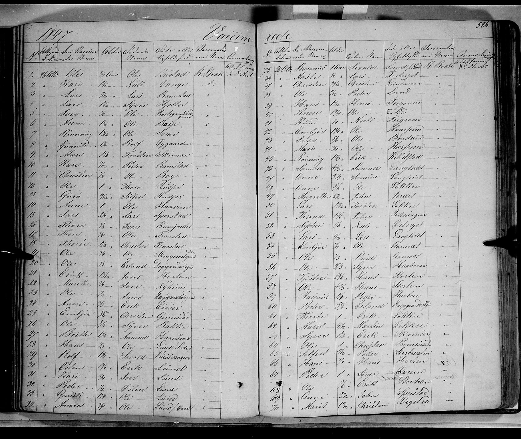 Lom prestekontor, SAH/PREST-070/K/L0006: Parish register (official) no. 6B, 1837-1863, p. 586