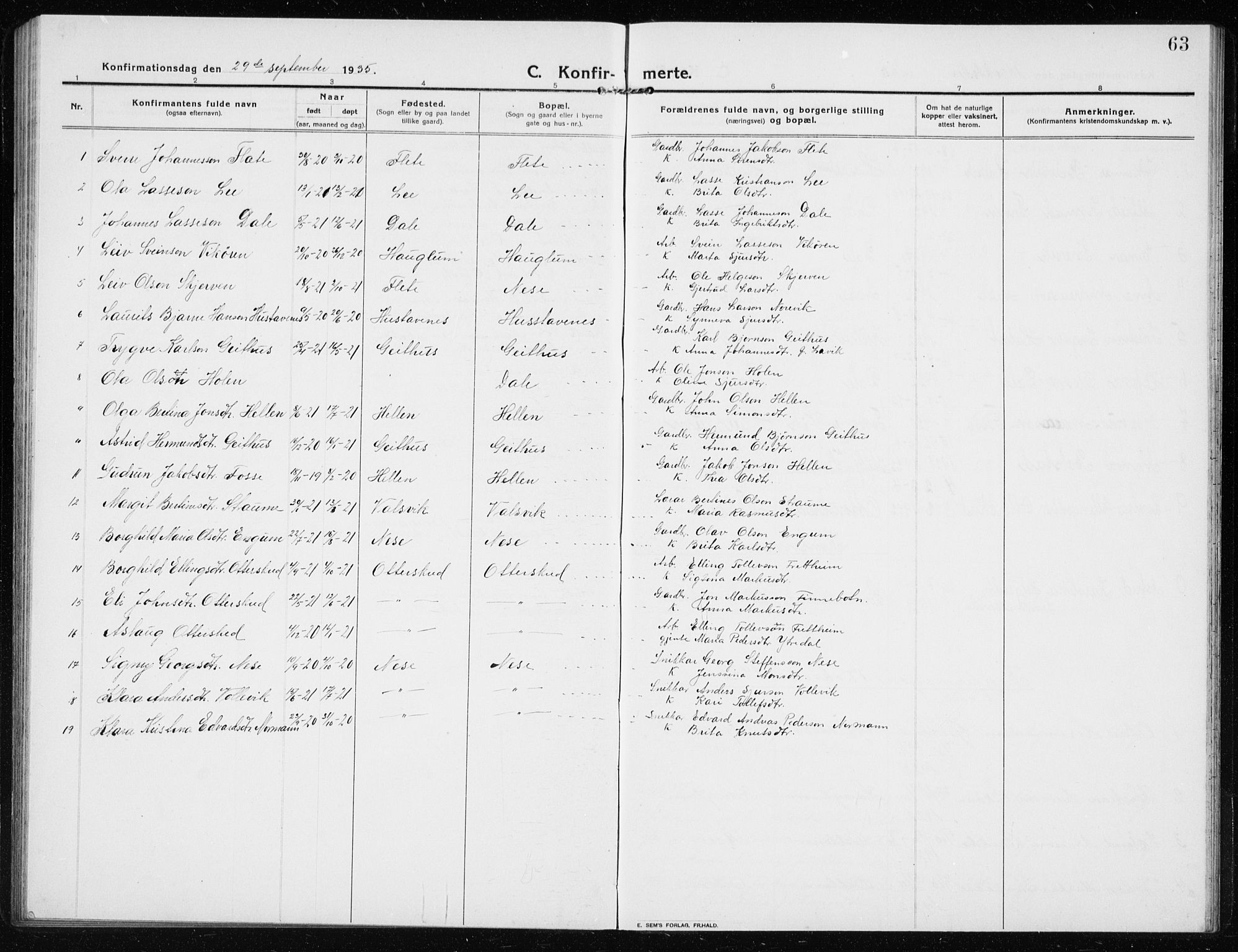 Vik sokneprestembete, SAB/A-81501: Parish register (copy) no. B 4, 1913-1938, p. 63