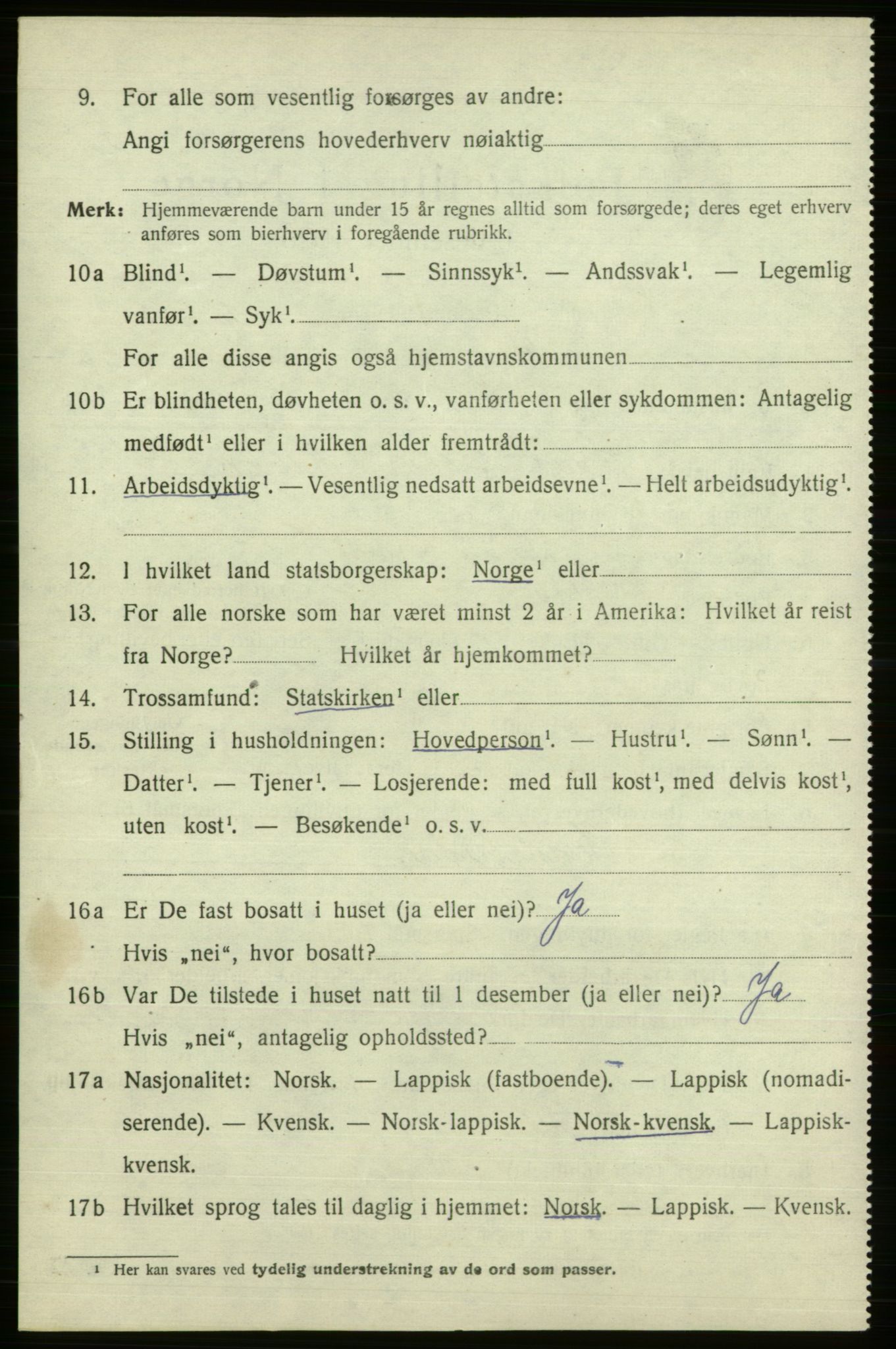 SATØ, 1920 census for Alta, 1920, p. 3448