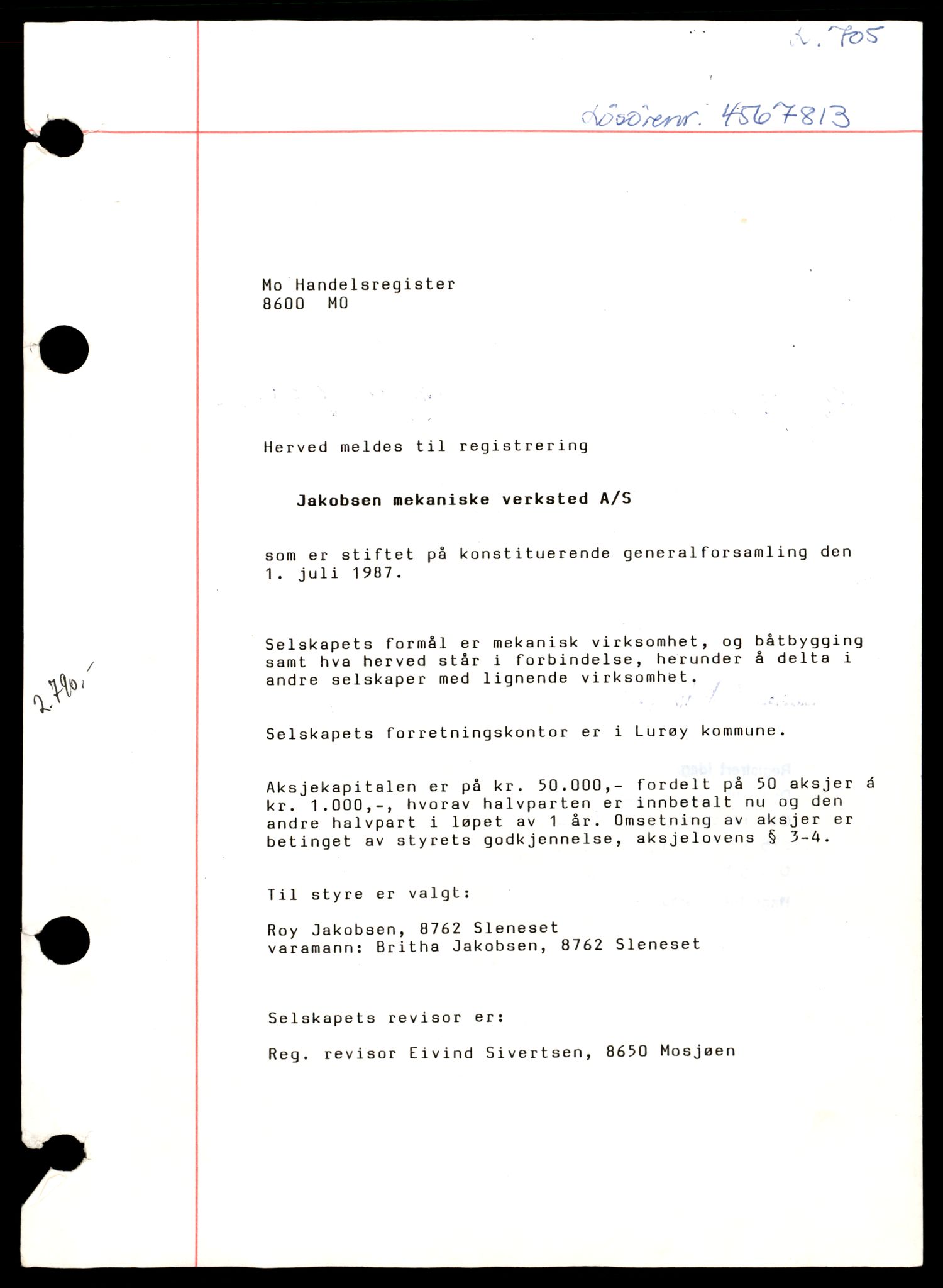 Rana sorenskriveri , SAT/A-1108/2/J/Jc/Jca/L0003: Aksjeselskap A - Å, 1976-1988, p. 1
