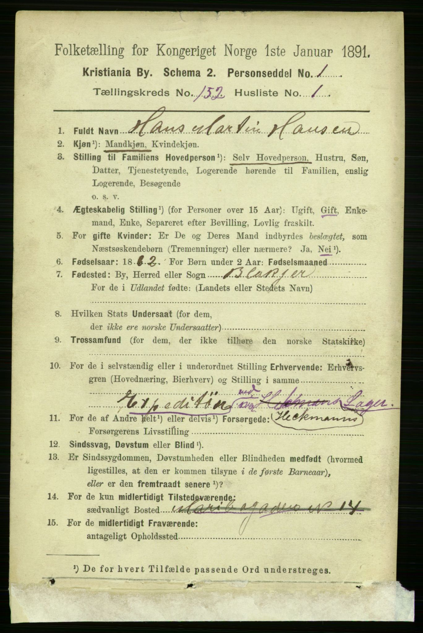 RA, 1891 census for 0301 Kristiania, 1891, p. 85181