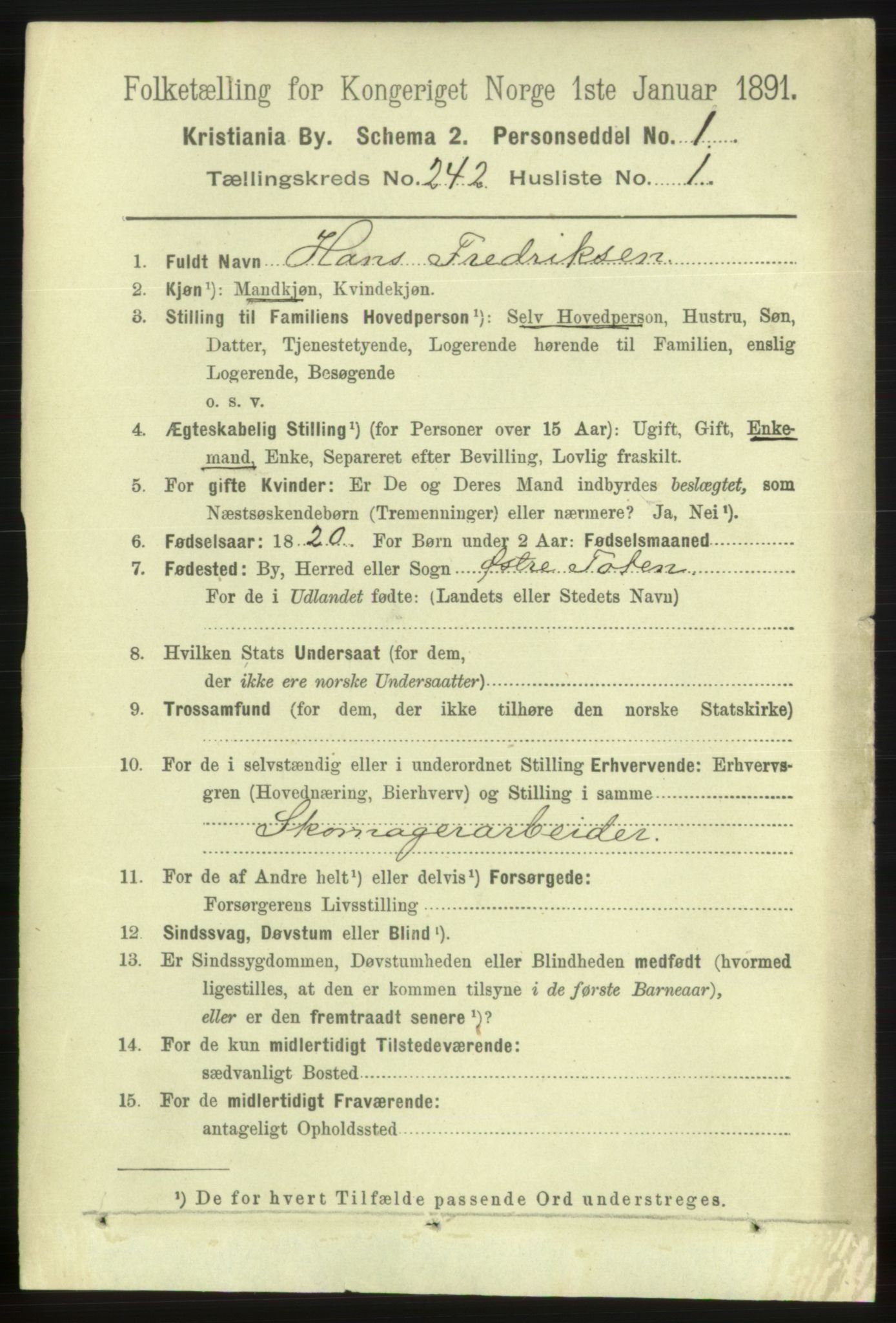 RA, 1891 census for 0301 Kristiania, 1891, p. 147084