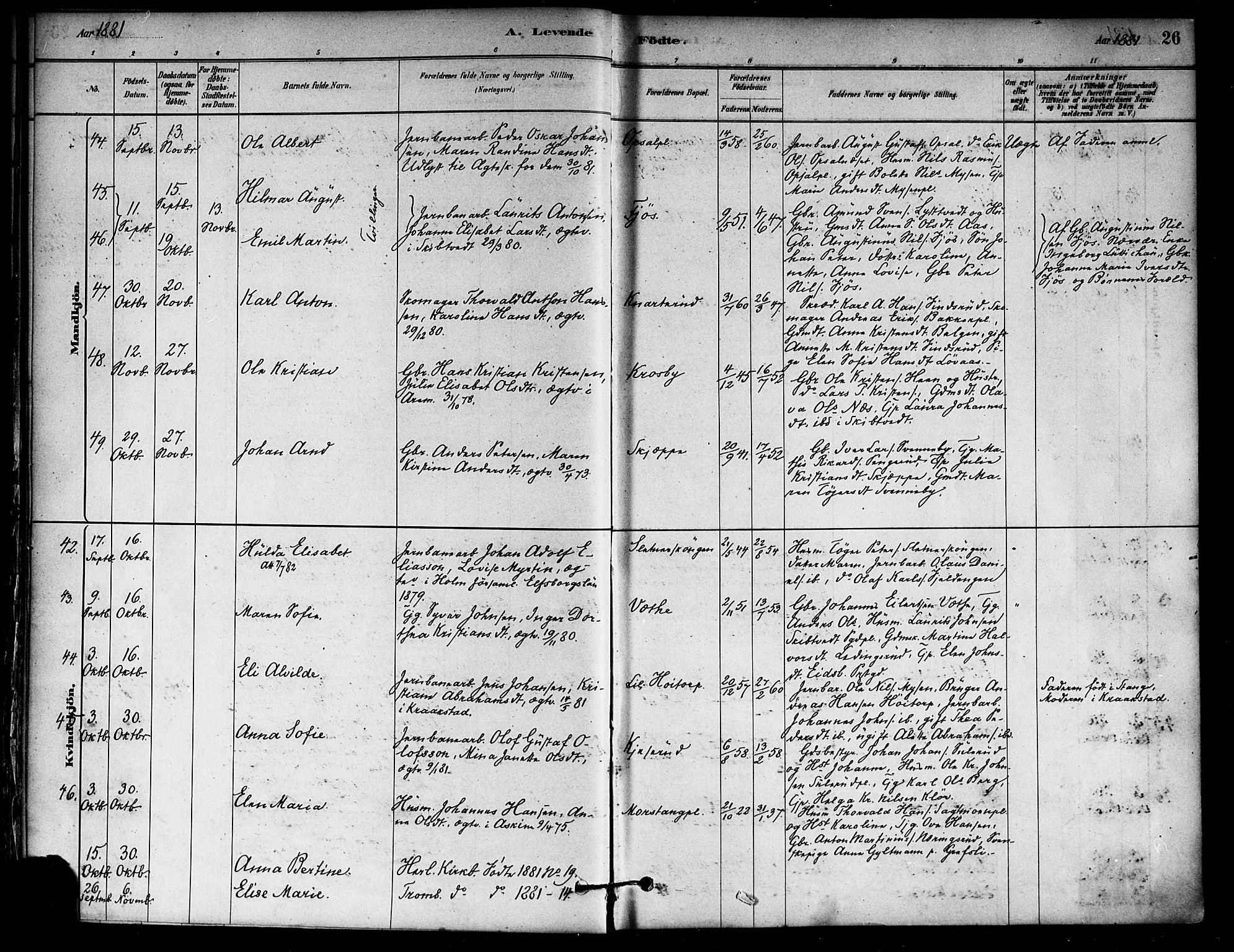 Eidsberg prestekontor Kirkebøker, AV/SAO-A-10905/F/Fa/L0012: Parish register (official) no. I 12, 1879-1901, p. 26