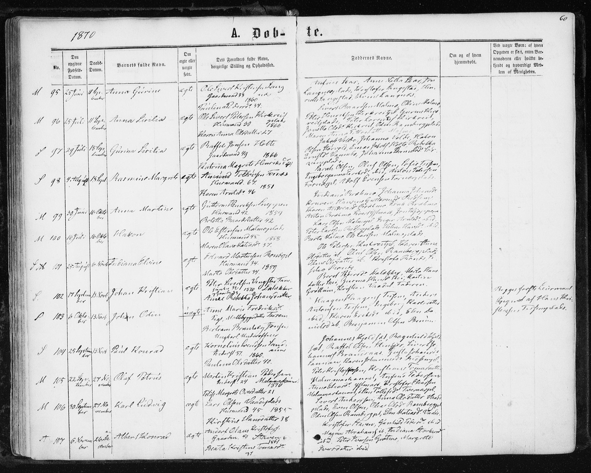 Ministerialprotokoller, klokkerbøker og fødselsregistre - Nord-Trøndelag, AV/SAT-A-1458/741/L0394: Parish register (official) no. 741A08, 1864-1877, p. 60