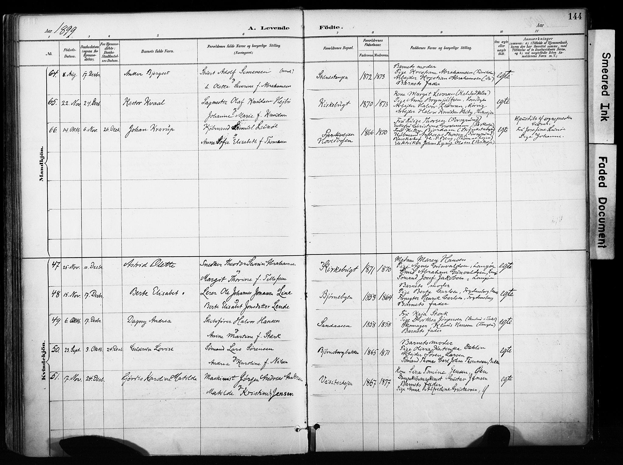 Kragerø kirkebøker, AV/SAKO-A-278/F/Fa/L0013: Parish register (official) no. 13, 1887-1915, p. 144