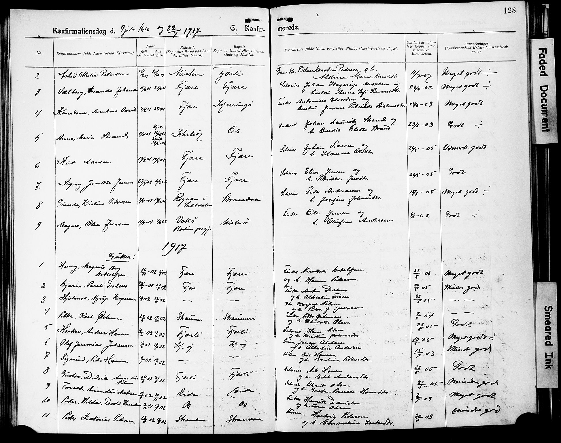 Ministerialprotokoller, klokkerbøker og fødselsregistre - Nordland, SAT/A-1459/803/L0077: Parish register (copy) no. 803C04, 1897-1930, p. 128
